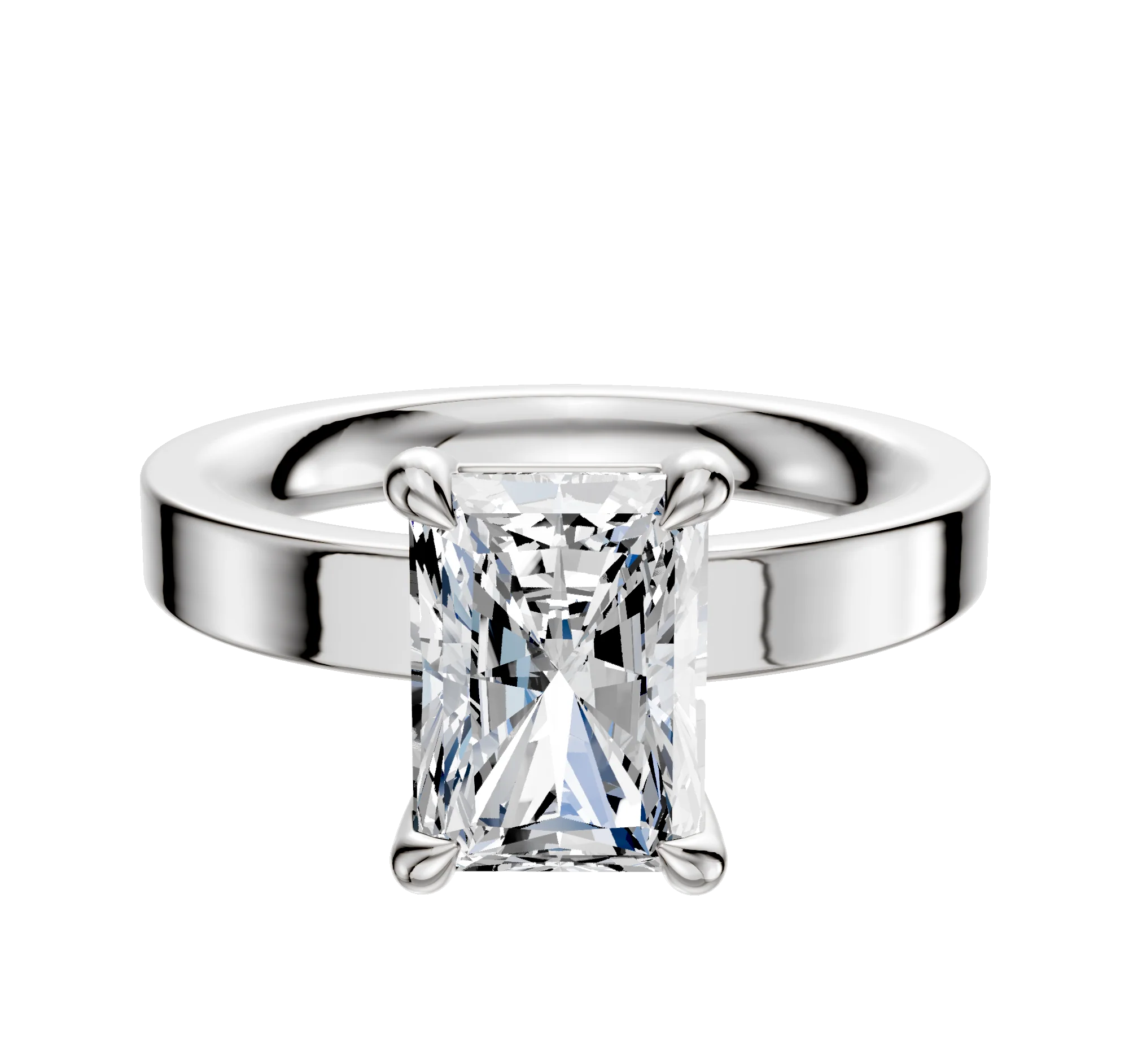 Platinum 4 Prong Basket Classic Flat 3.0mm Engagement Ring