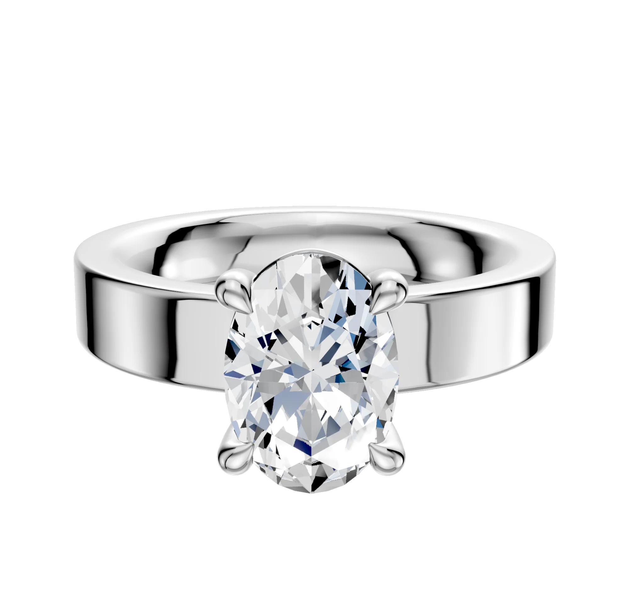 Platinum 4 Prong Basket Classic Flat 4.0mm Engagement Ring