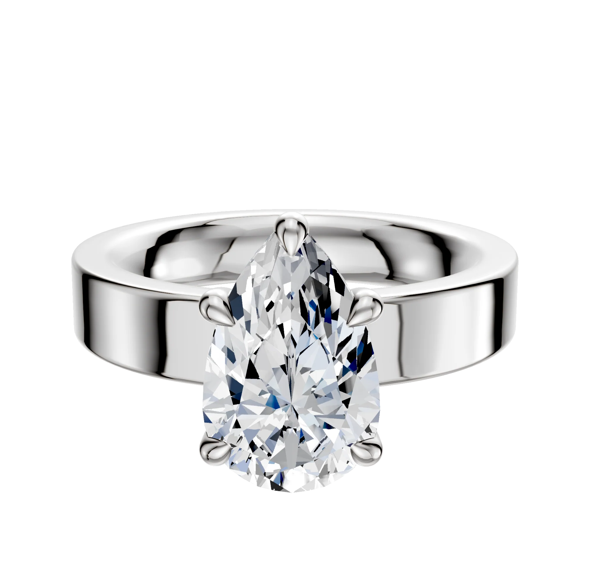 Platinum 4 Prong Basket Classic Flat 4.0mm Engagement Ring