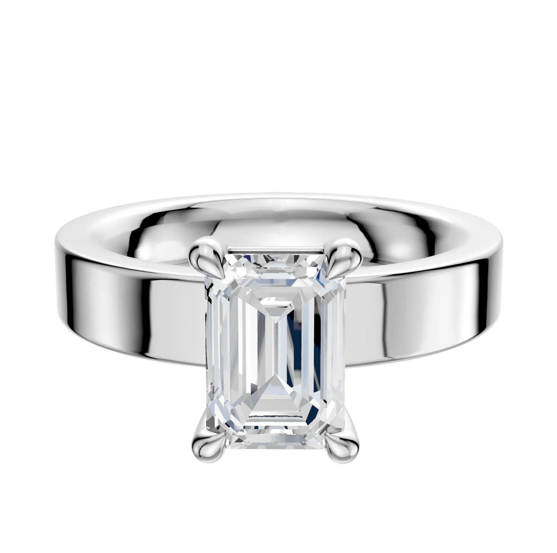 Platinum 4 Prong Basket Classic Flat 4.0mm Engagement Ring