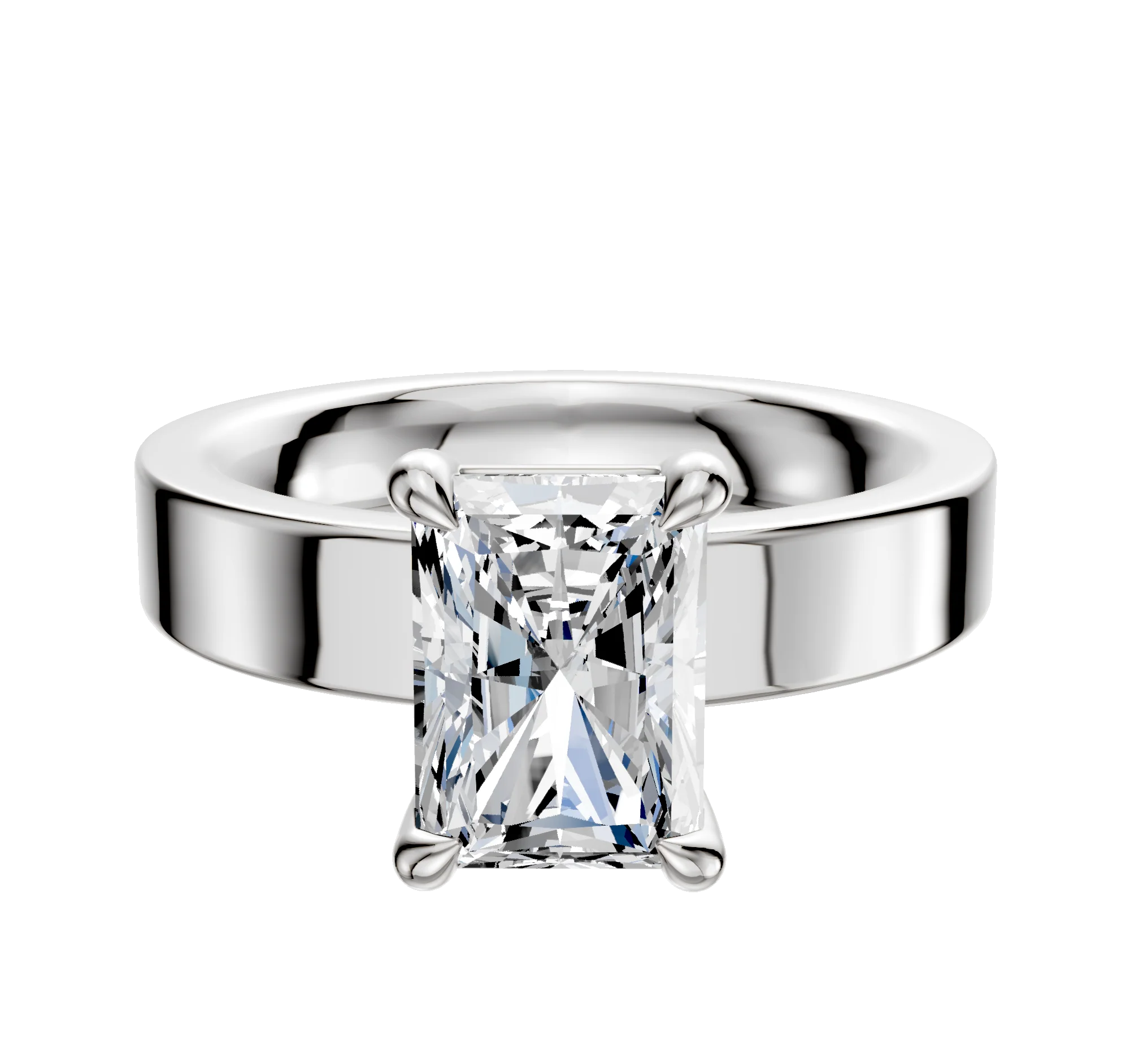 Platinum 4 Prong Basket Classic Flat 4.0mm Engagement Ring