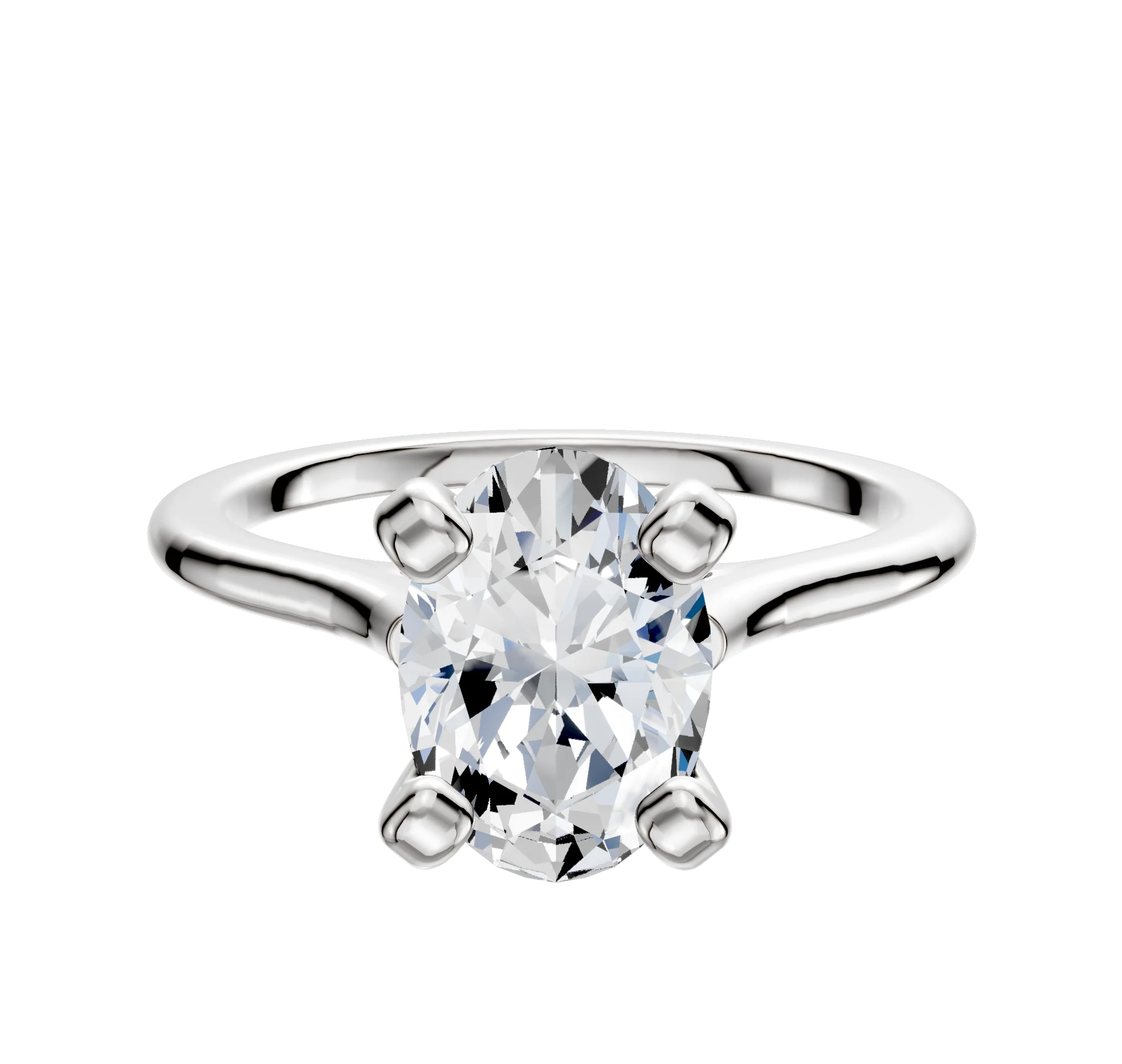 Platinum 4 Prong Cathedral Dome 1.5mm Engagement Ring