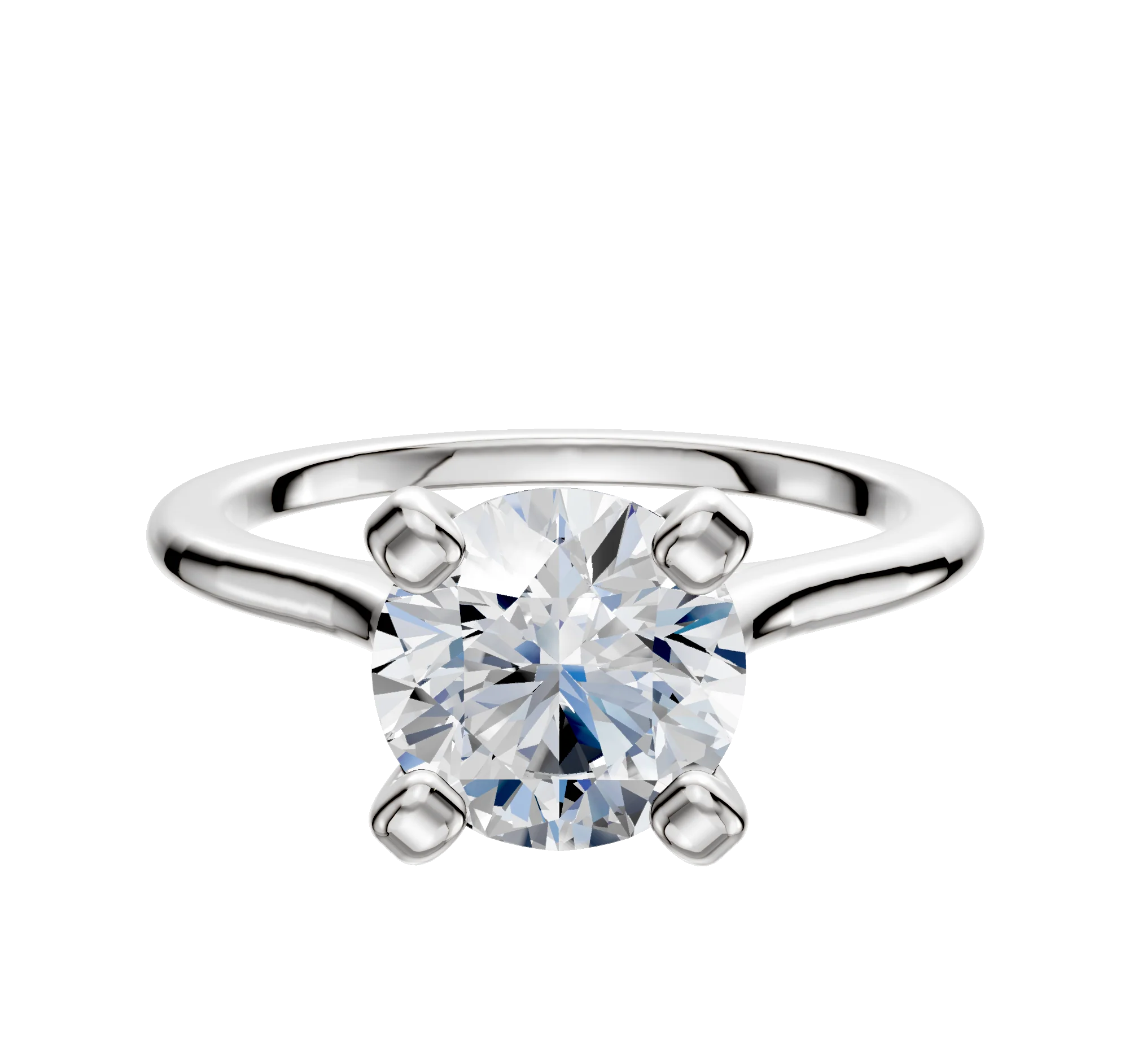 Platinum 4 Prong Cathedral Dome 1.5mm Engagement Ring