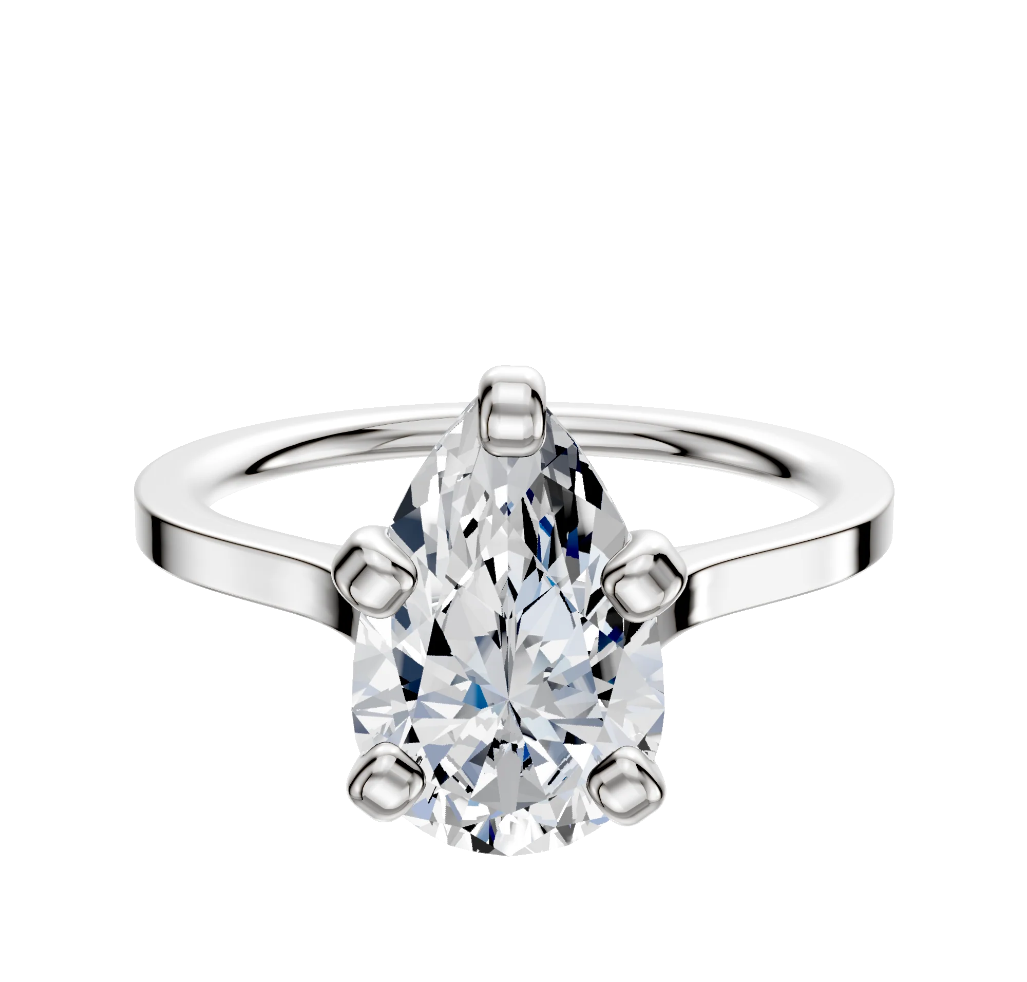 Platinum 4 Prong Cathedral Flat 1.5mm Engagement Ring