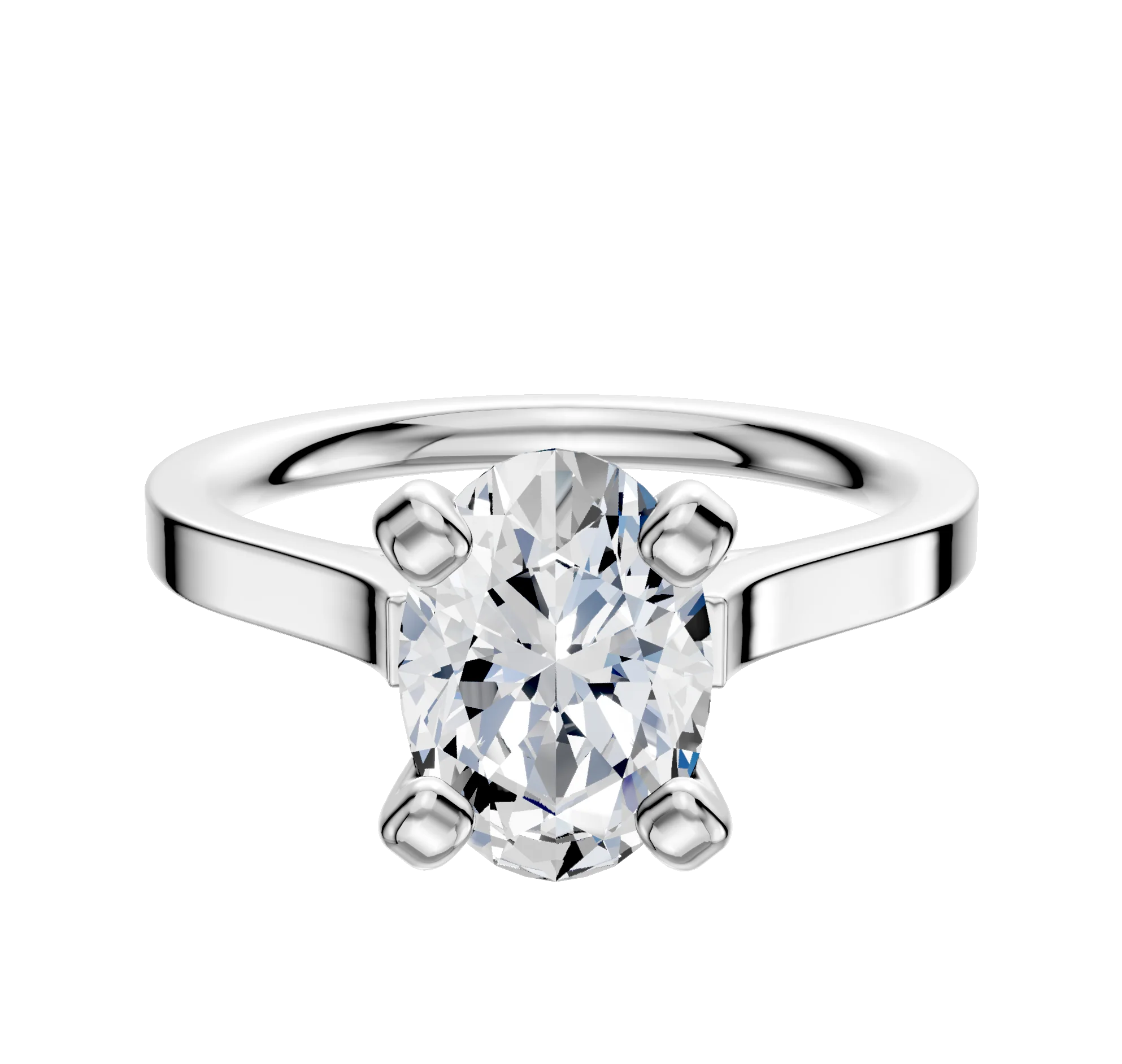 Platinum 4 Prong Cathedral Flat 2.0mm Engagement Ring