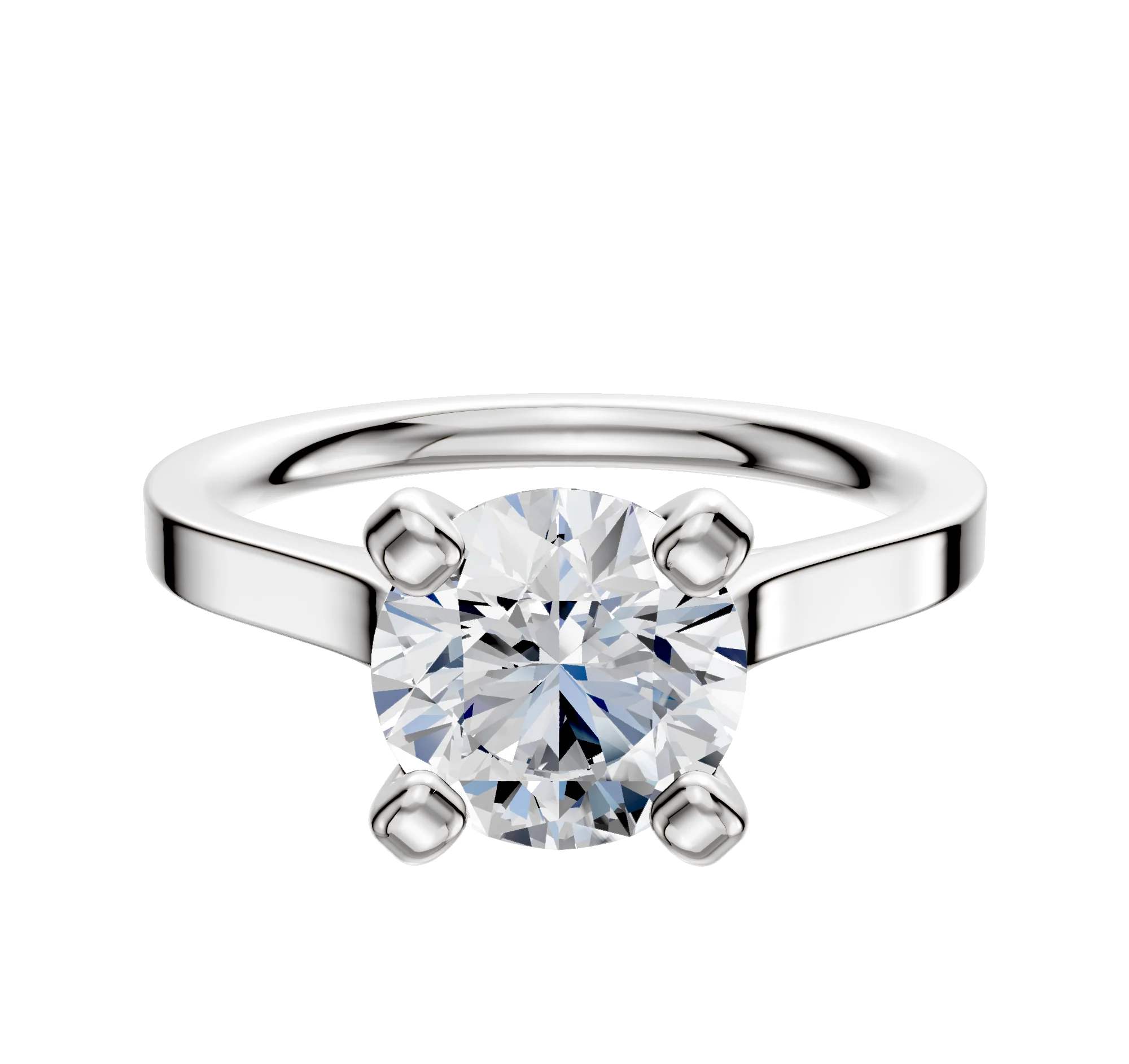 Platinum 4 Prong Cathedral Flat 2.0mm Engagement Ring