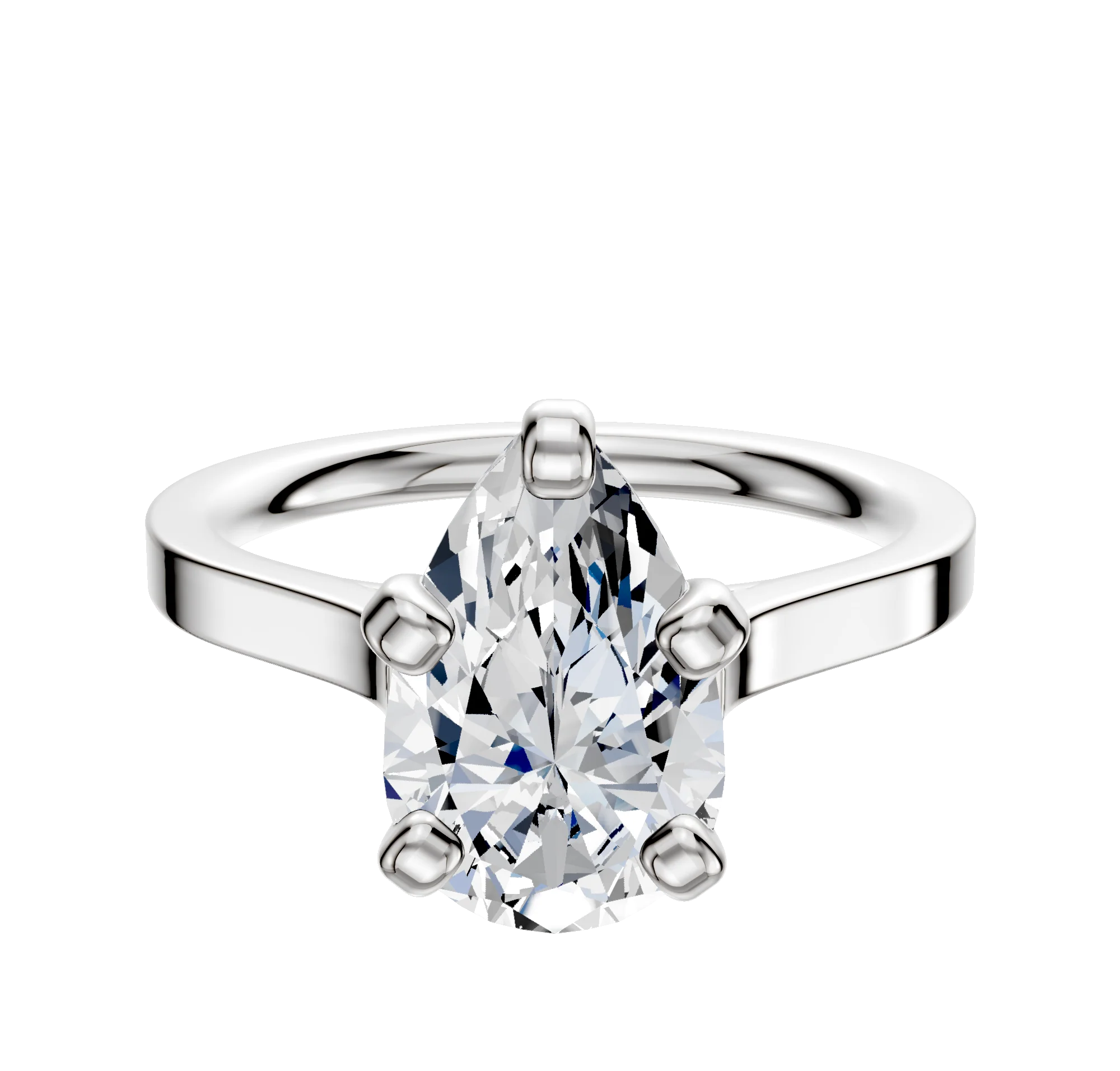 Platinum 4 Prong Cathedral Flat 2.0mm Engagement Ring