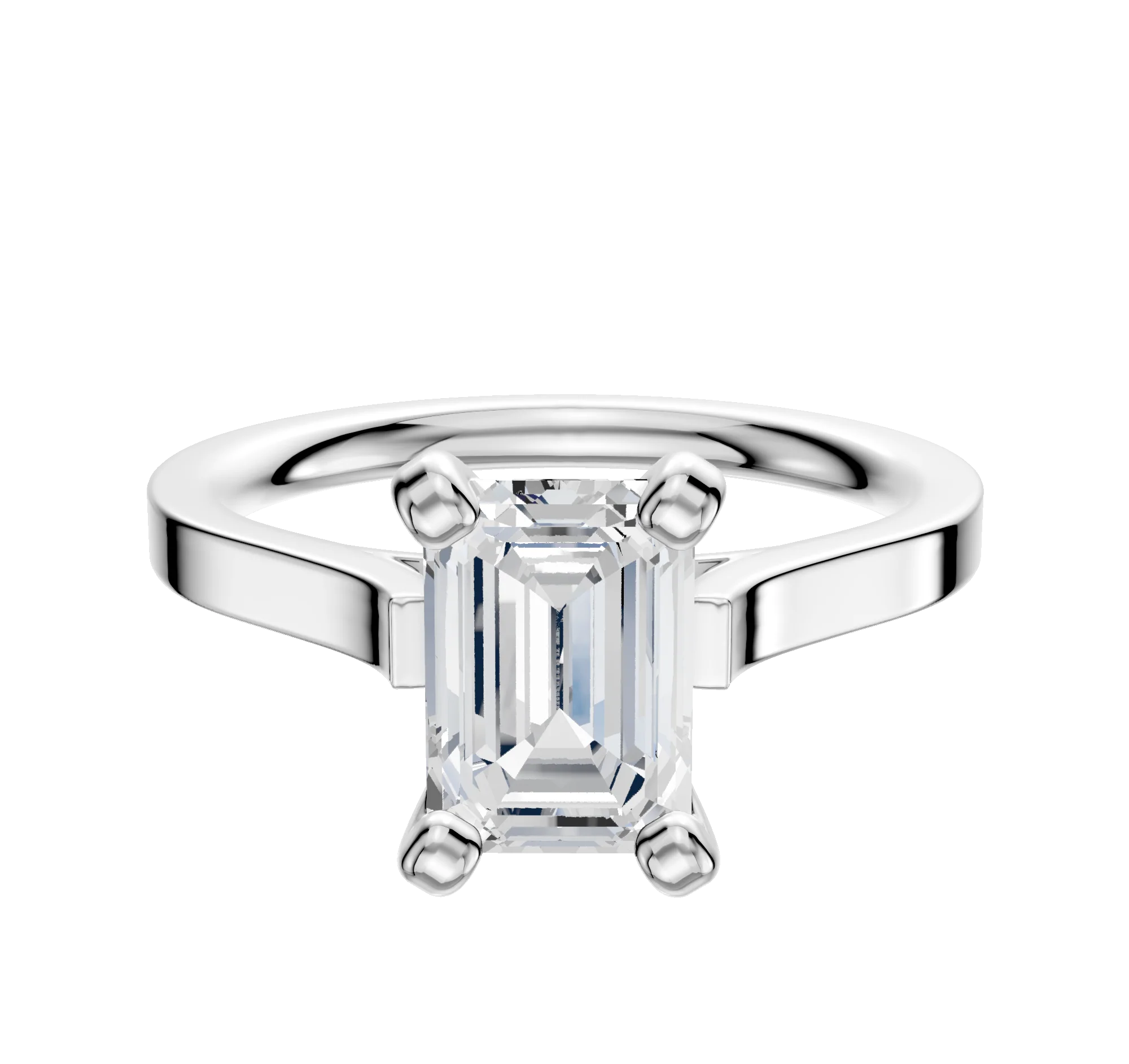 Platinum 4 Prong Cathedral Flat 2.0mm Engagement Ring