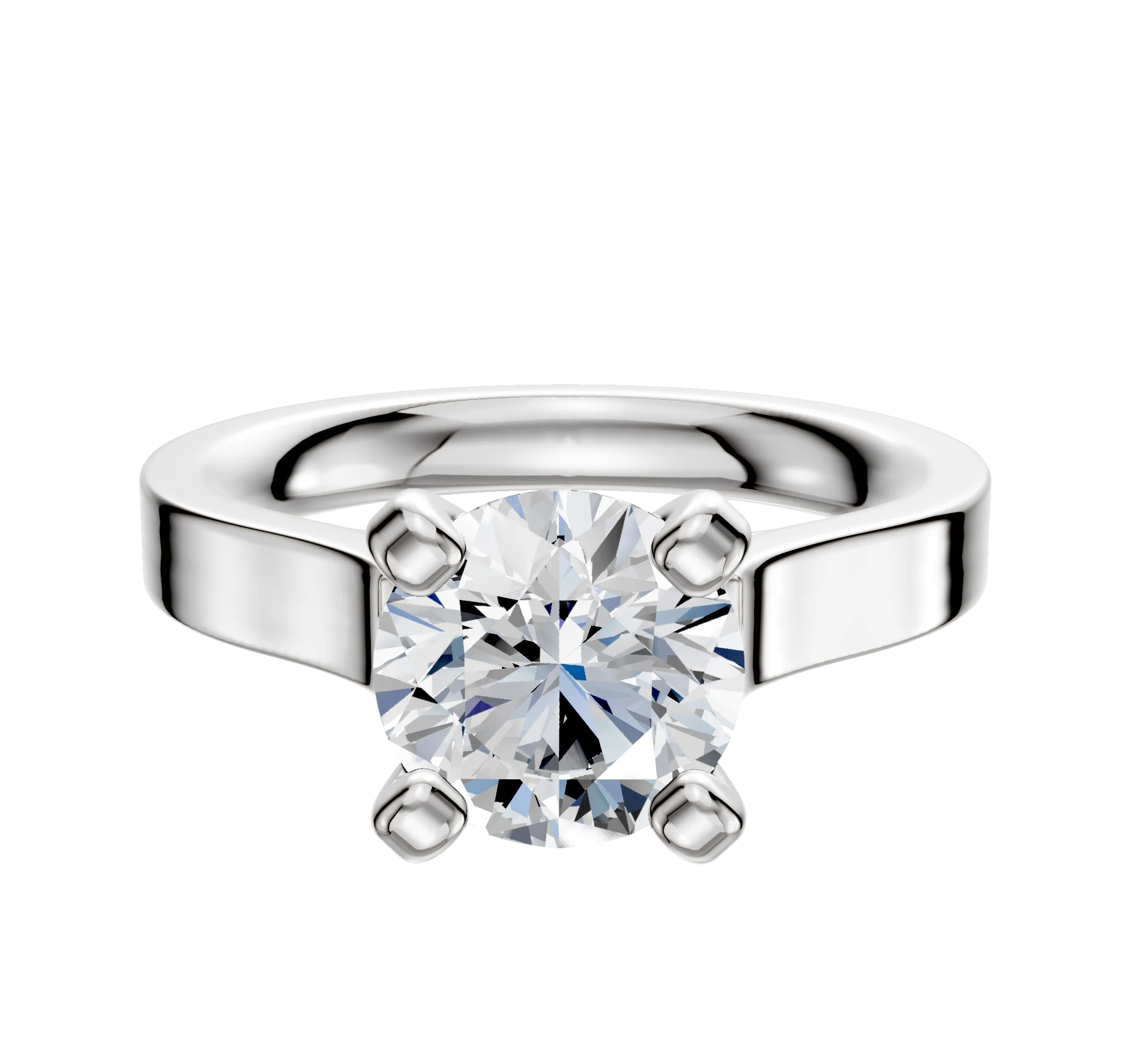 Platinum 4 Prong Cathedral Flat 3.0mm Engagement Ring