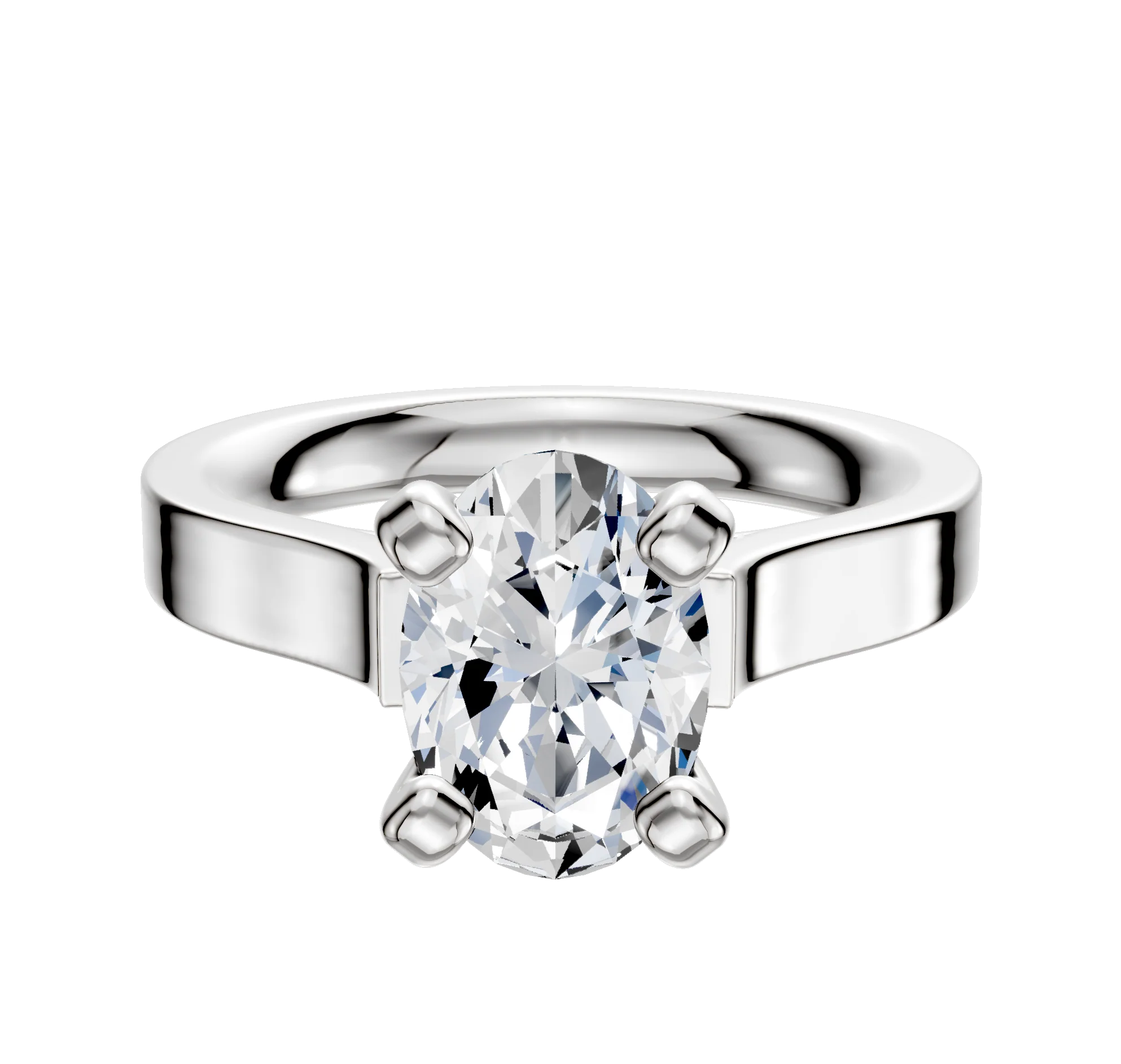Platinum 4 Prong Cathedral Flat 3.0mm Engagement Ring