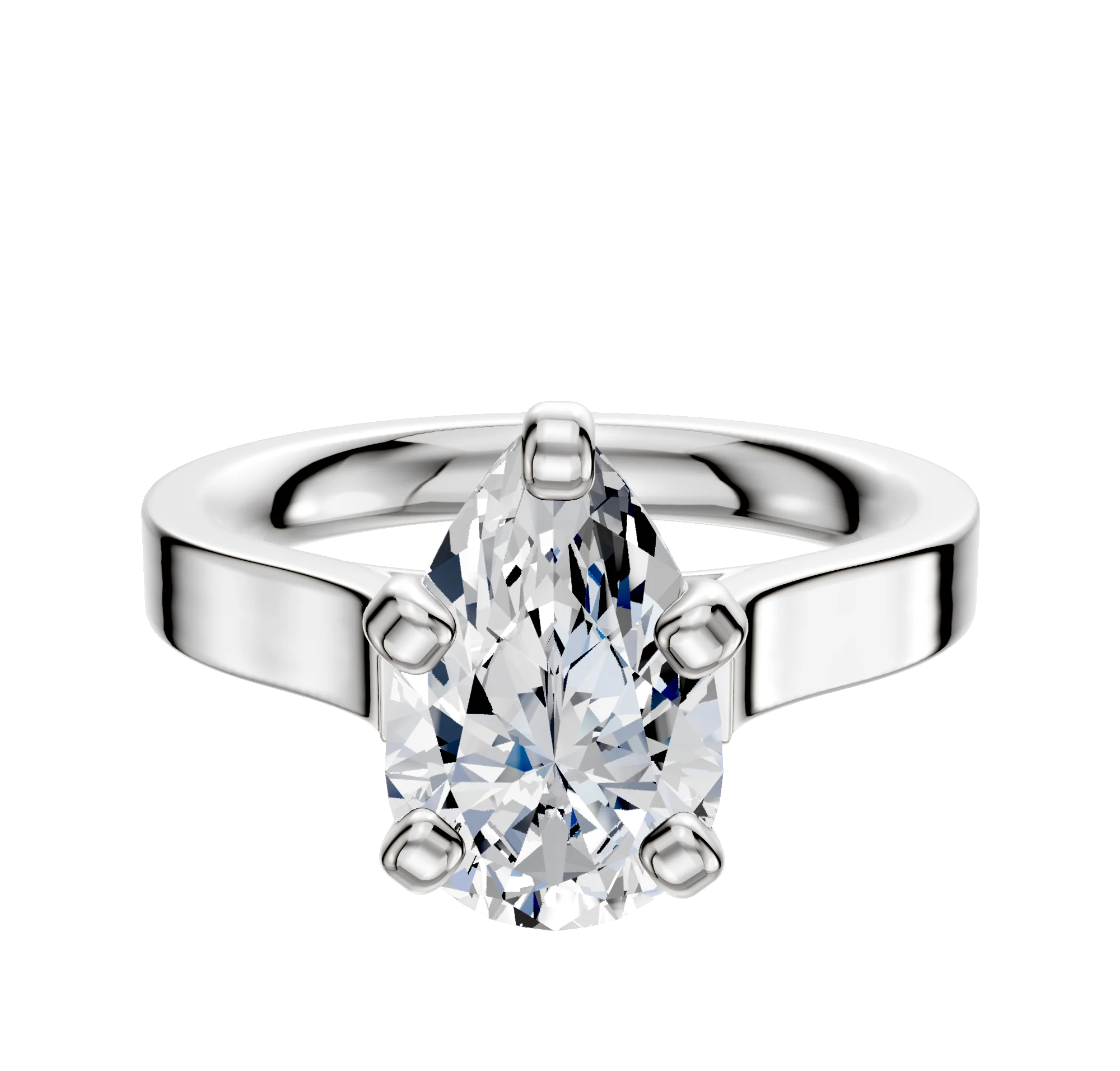 Platinum 4 Prong Cathedral Flat 3.0mm Engagement Ring