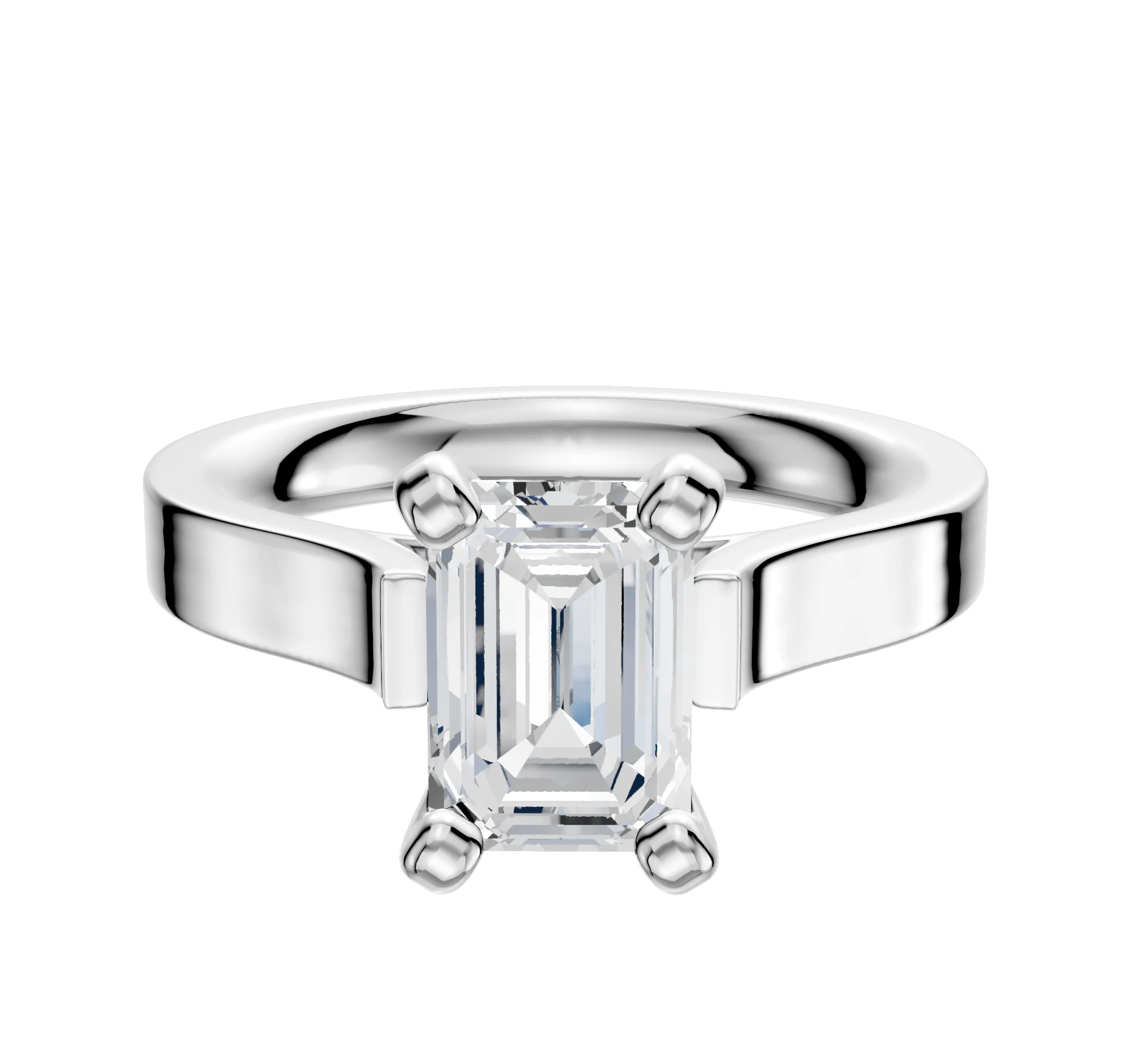 Platinum 4 Prong Cathedral Flat 3.0mm Engagement Ring