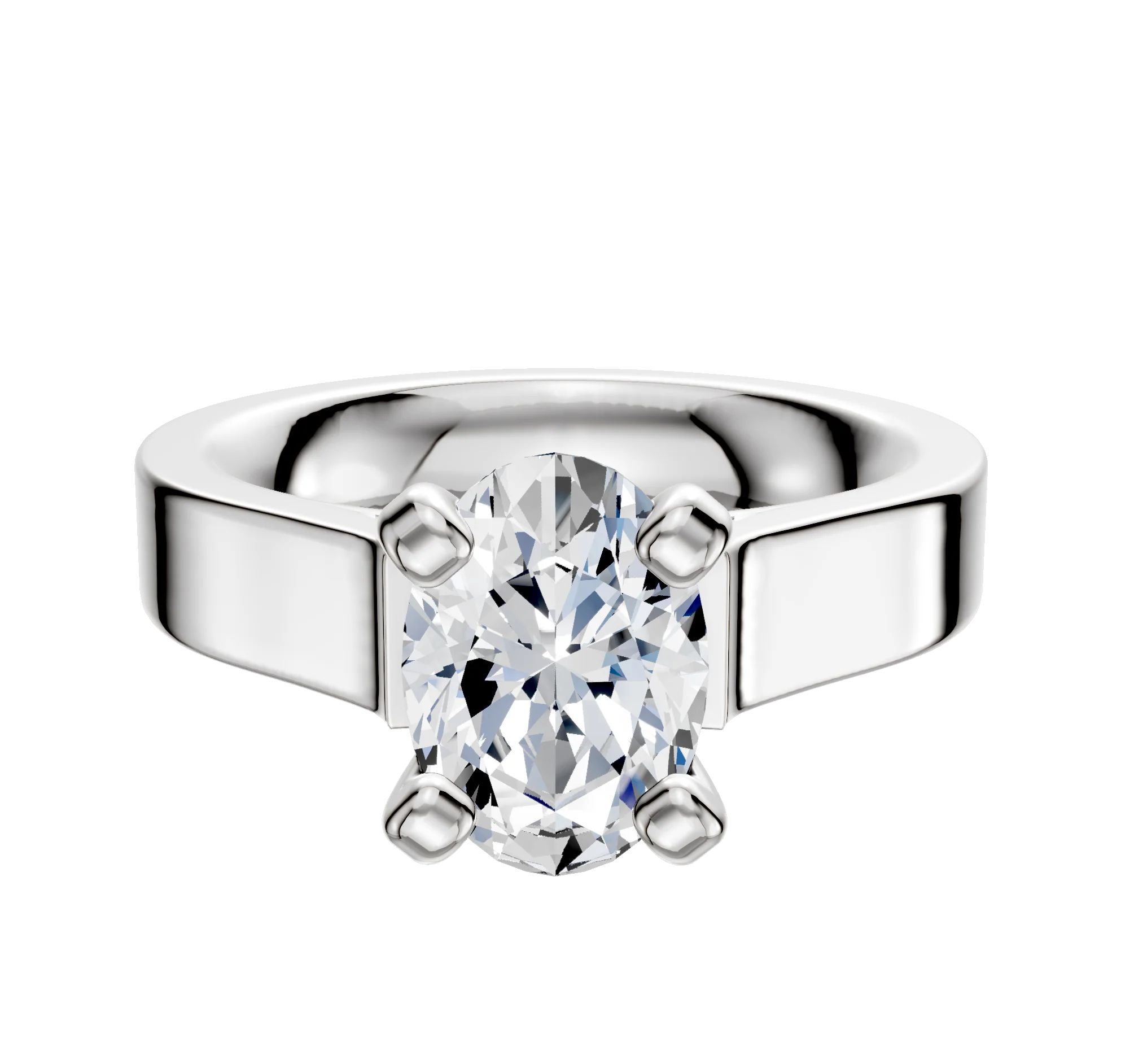 Platinum 4 Prong Cathedral Flat 4.0mm Engagement Ring
