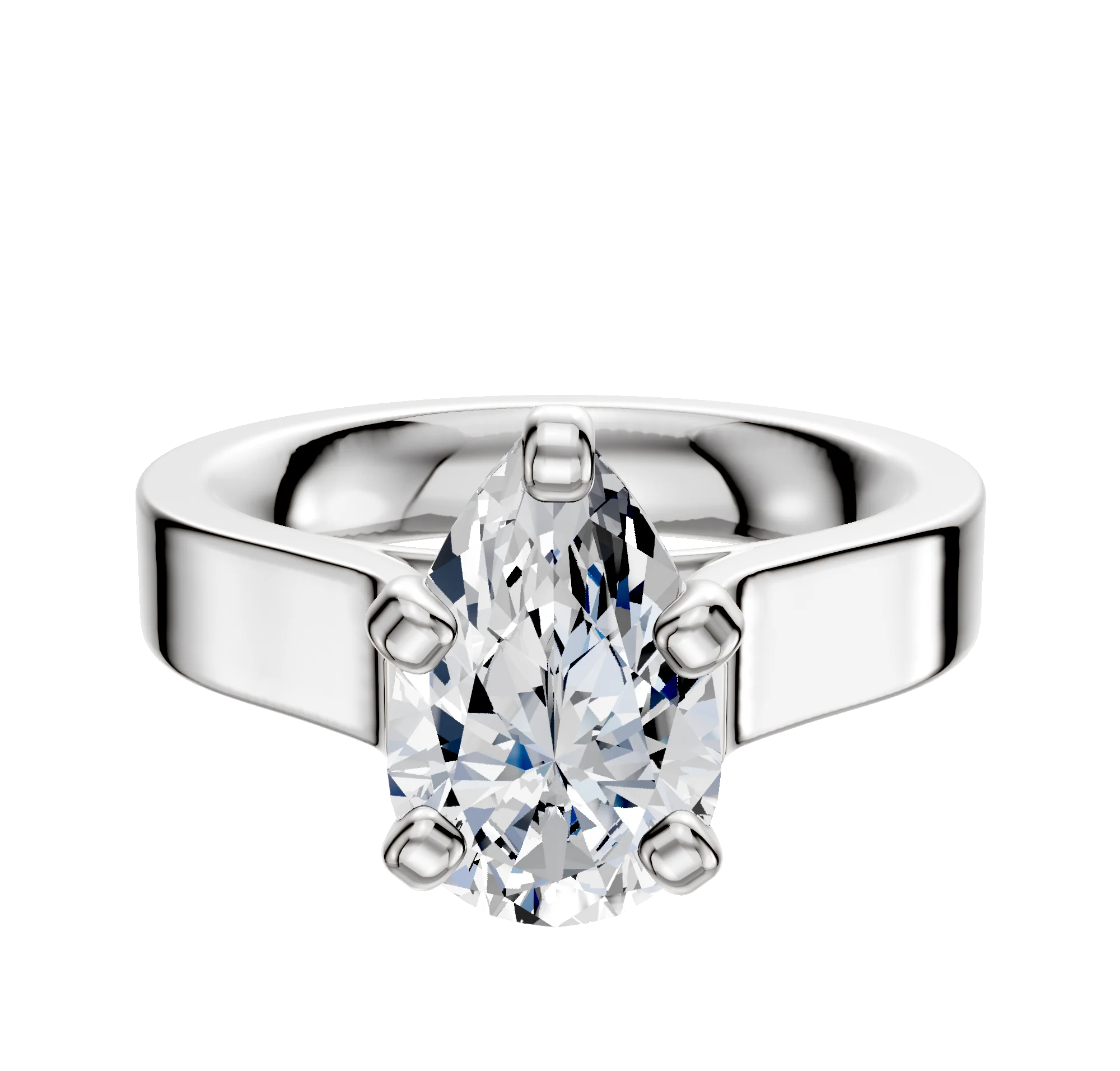 Platinum 4 Prong Cathedral Flat 4.0mm Engagement Ring