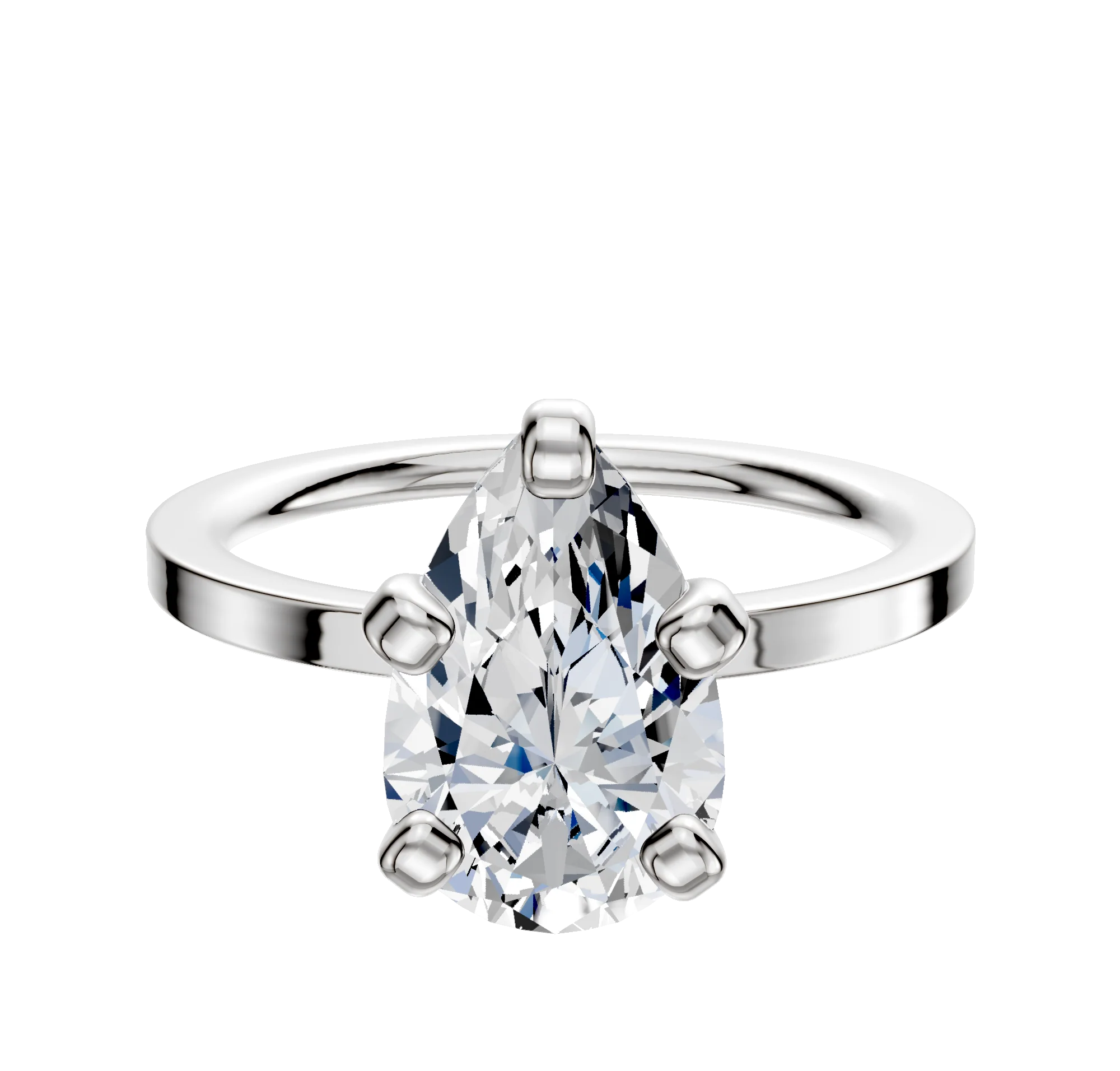 Platinum 4 Prong Classic Flat 1.5mm Engagement Ring