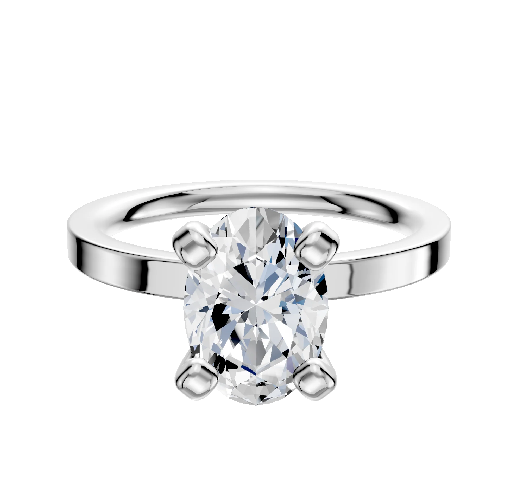 Platinum 4 Prong Classic Flat 2.0mm Engagement Ring