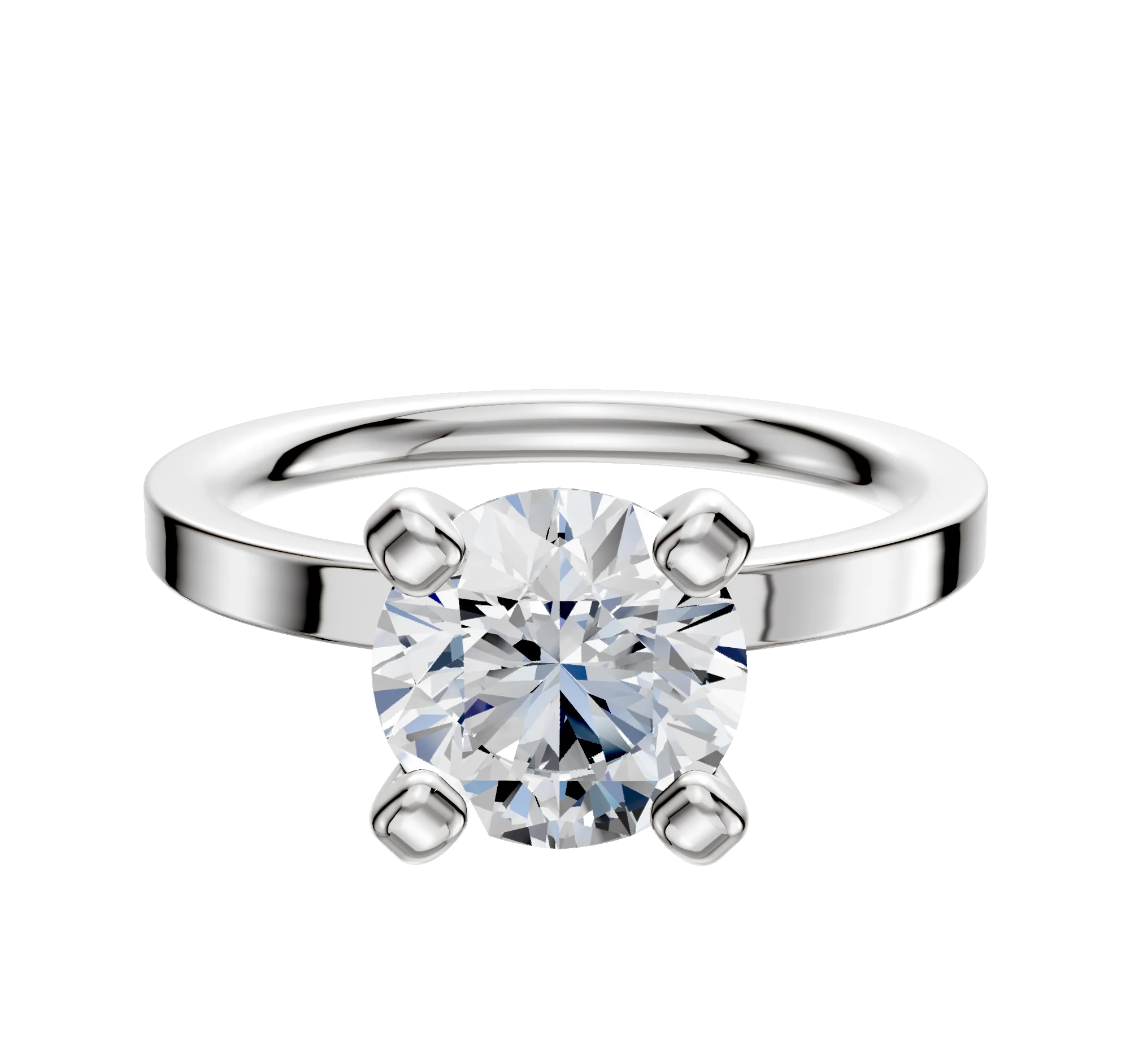 Platinum 4 Prong Classic Flat 2.0mm Engagement Ring