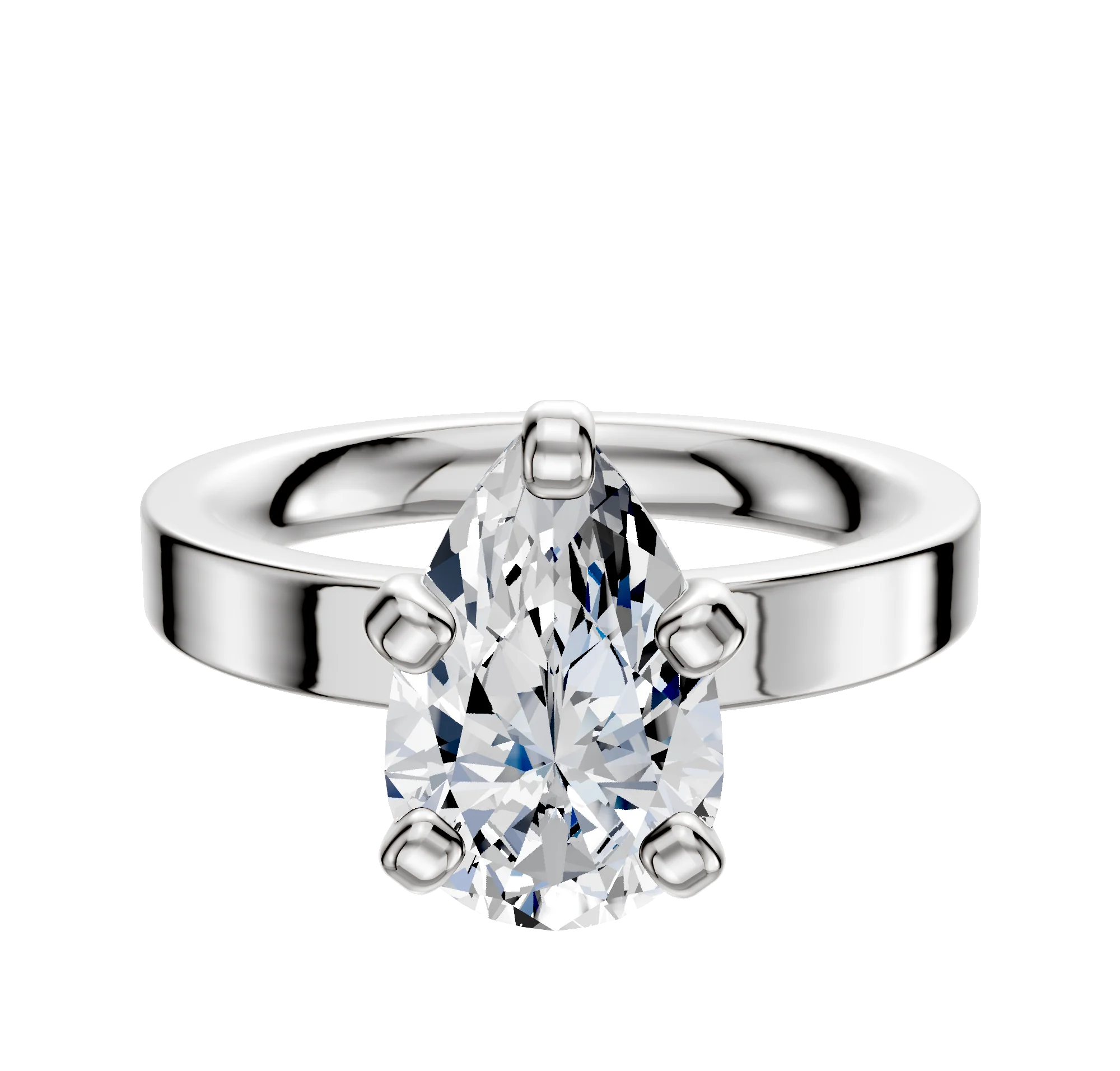 Platinum 4 Prong Classic Flat 3.0mm Engagement Ring