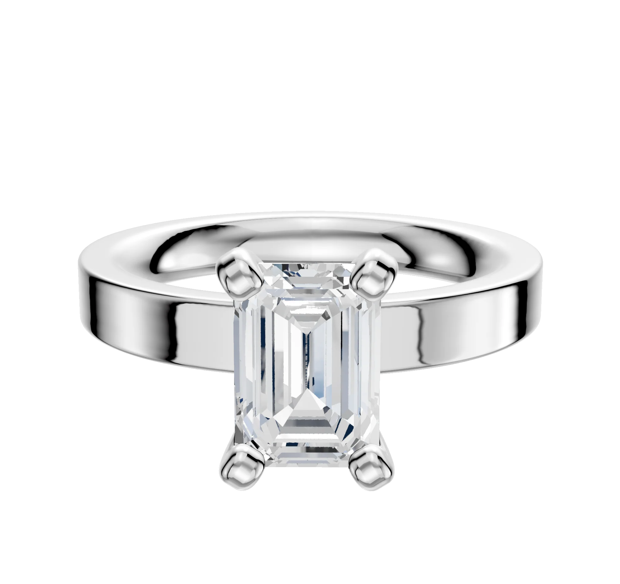Platinum 4 Prong Classic Flat 3.0mm Engagement Ring