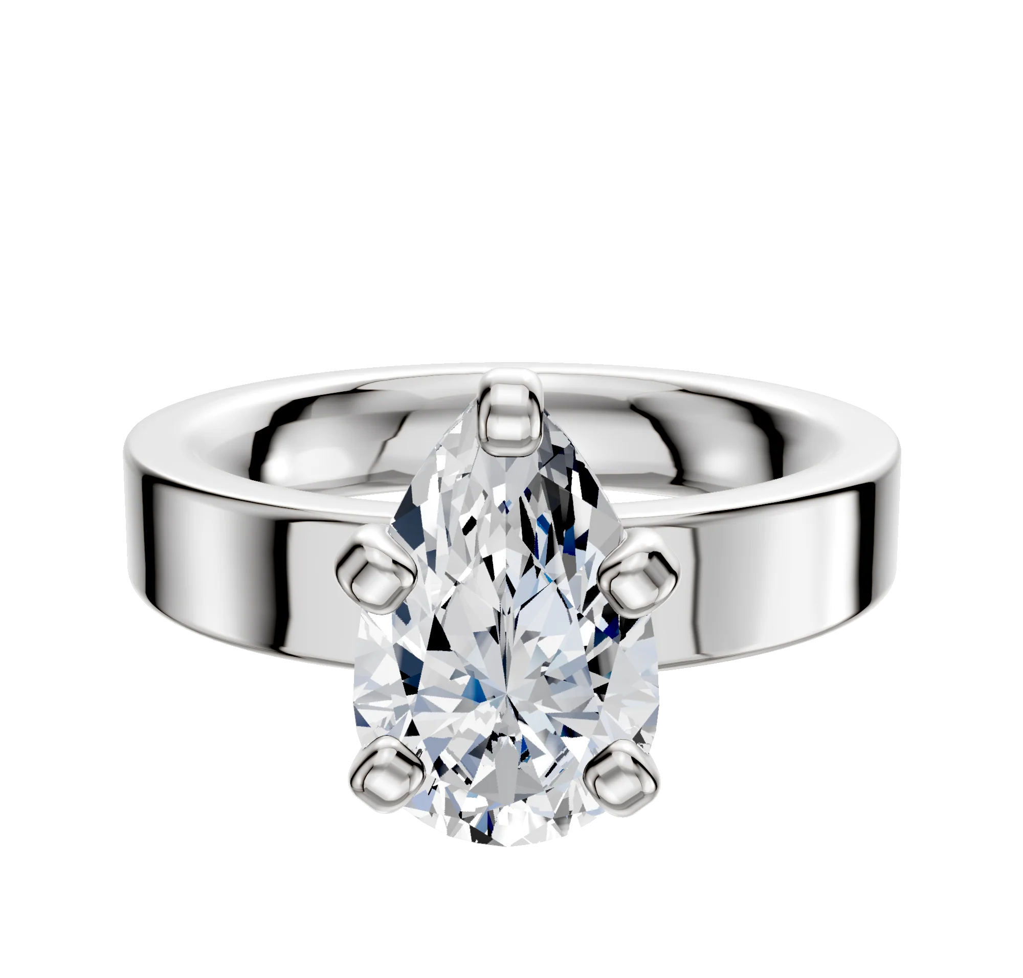 Platinum 4 Prong Classic Flat 4.0mm Engagement Ring