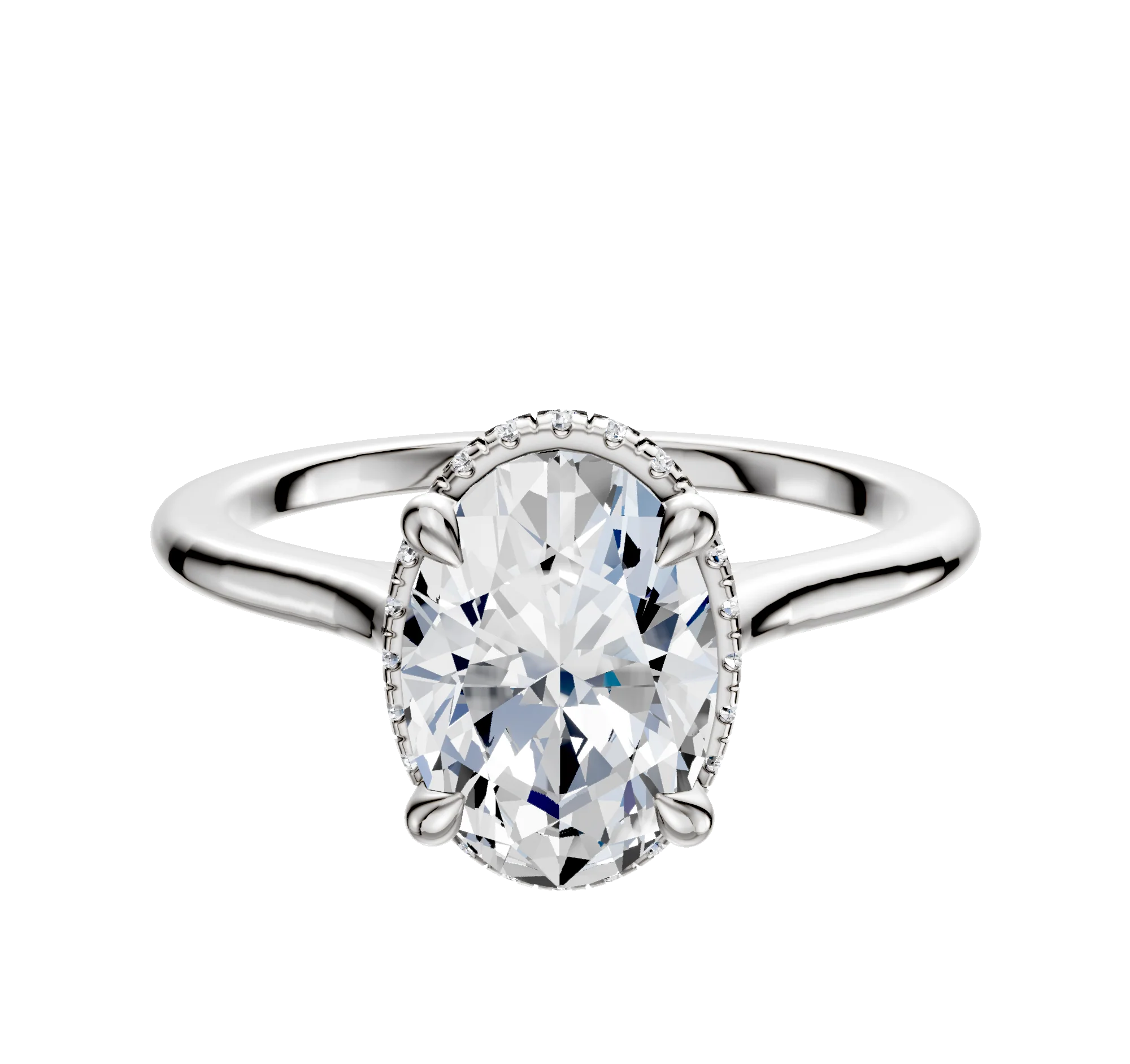Platinum 4 Prong Collar Cathedral Dome 1.5mm Engagement Ring