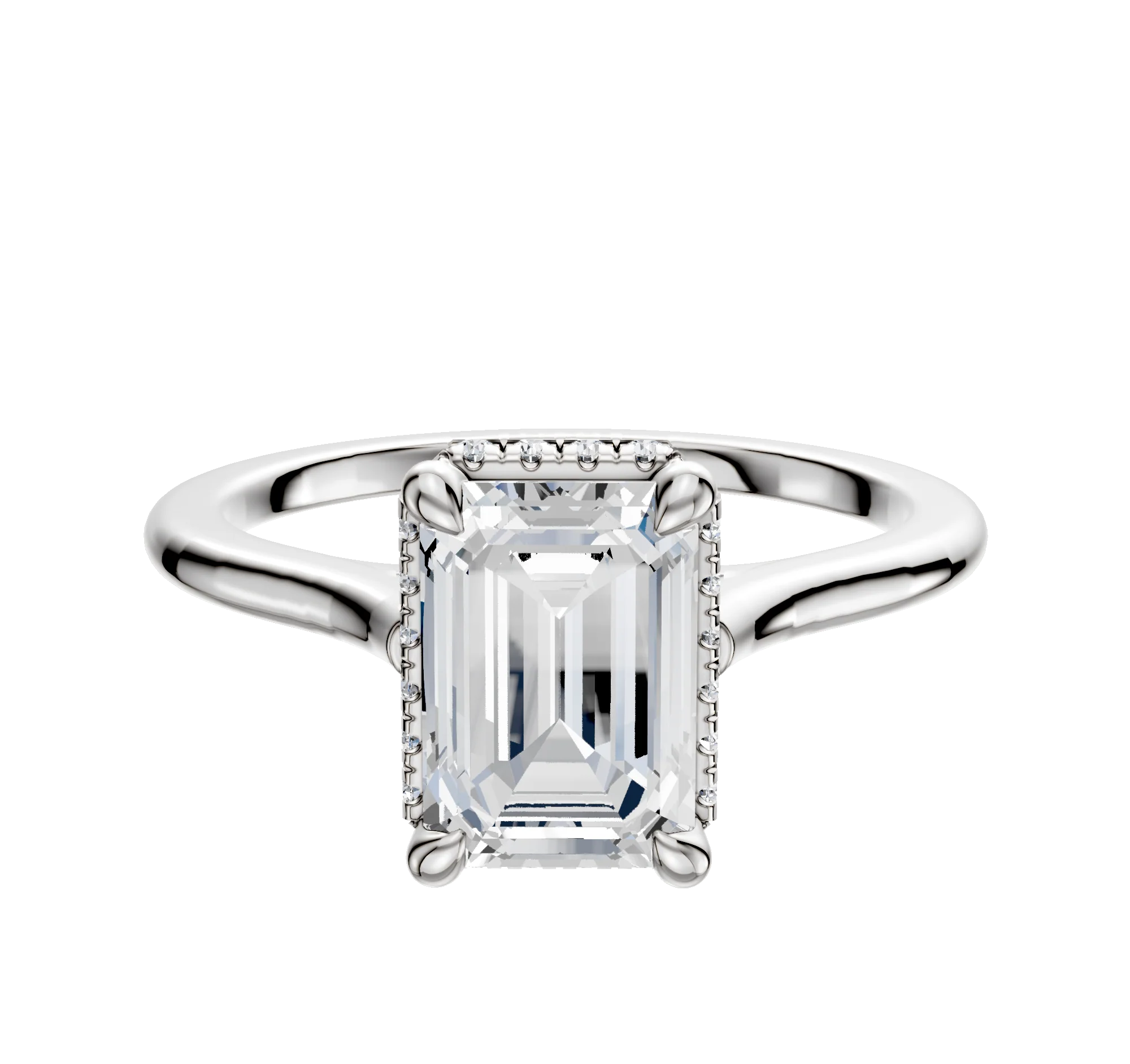 Platinum 4 Prong Collar Cathedral Dome 1.5mm Engagement Ring