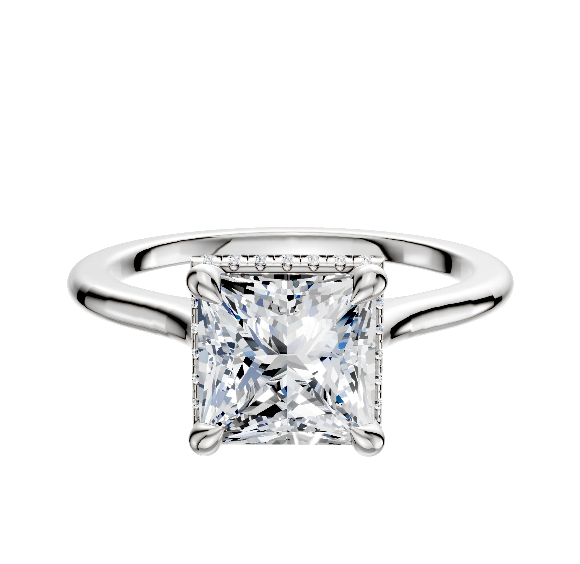 Platinum 4 Prong Collar Cathedral Dome 1.5mm Engagement Ring