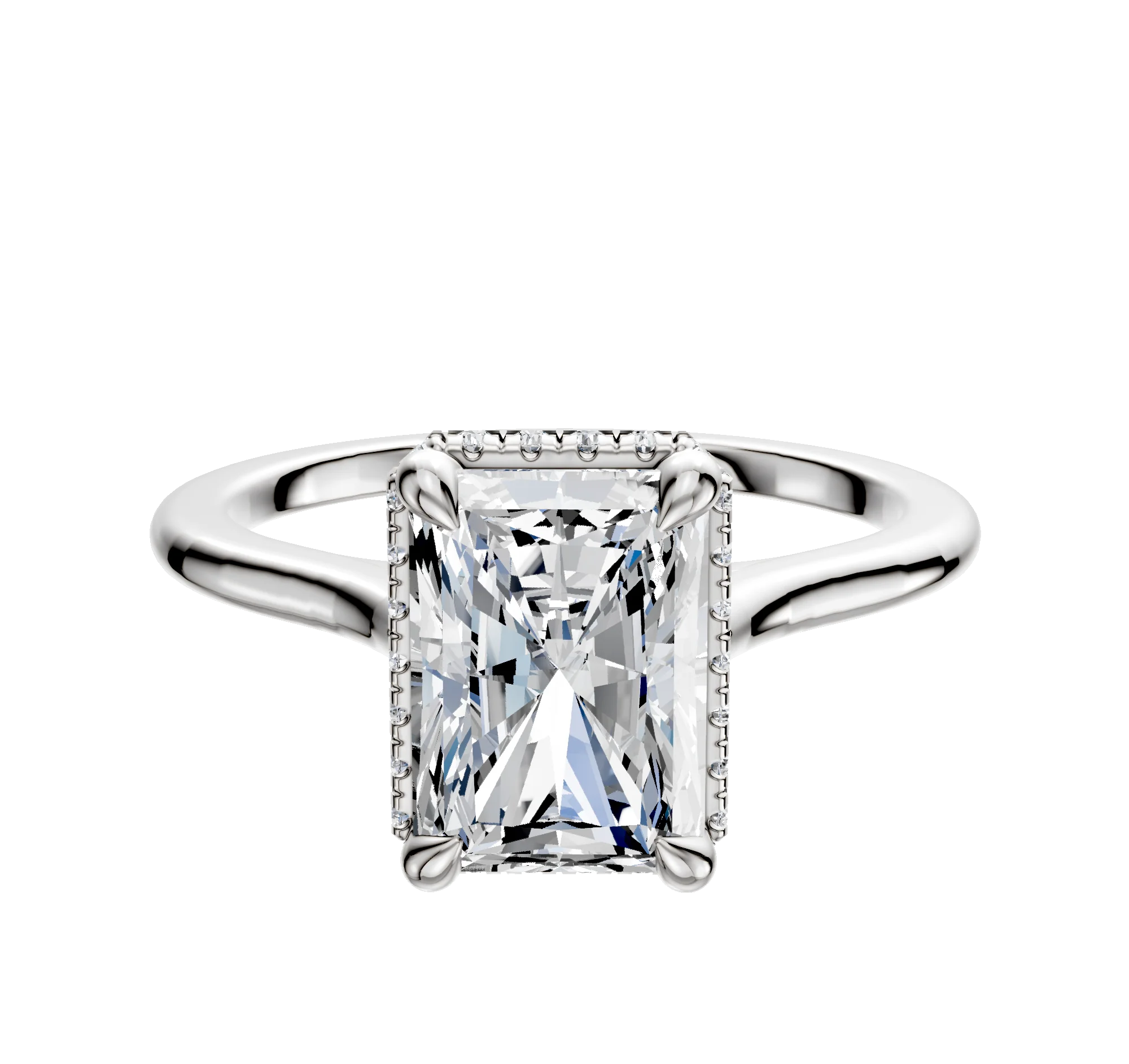 Platinum 4 Prong Collar Cathedral Dome 1.5mm Engagement Ring