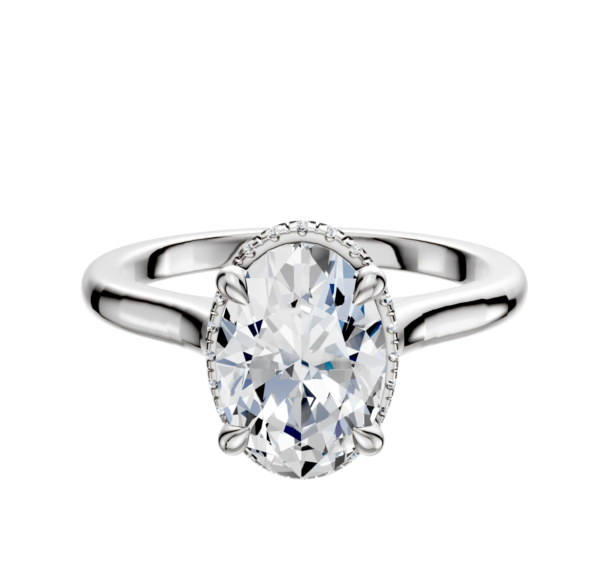 Platinum 4 Prong Collar Cathedral Dome 2.0mm Engagement Ring