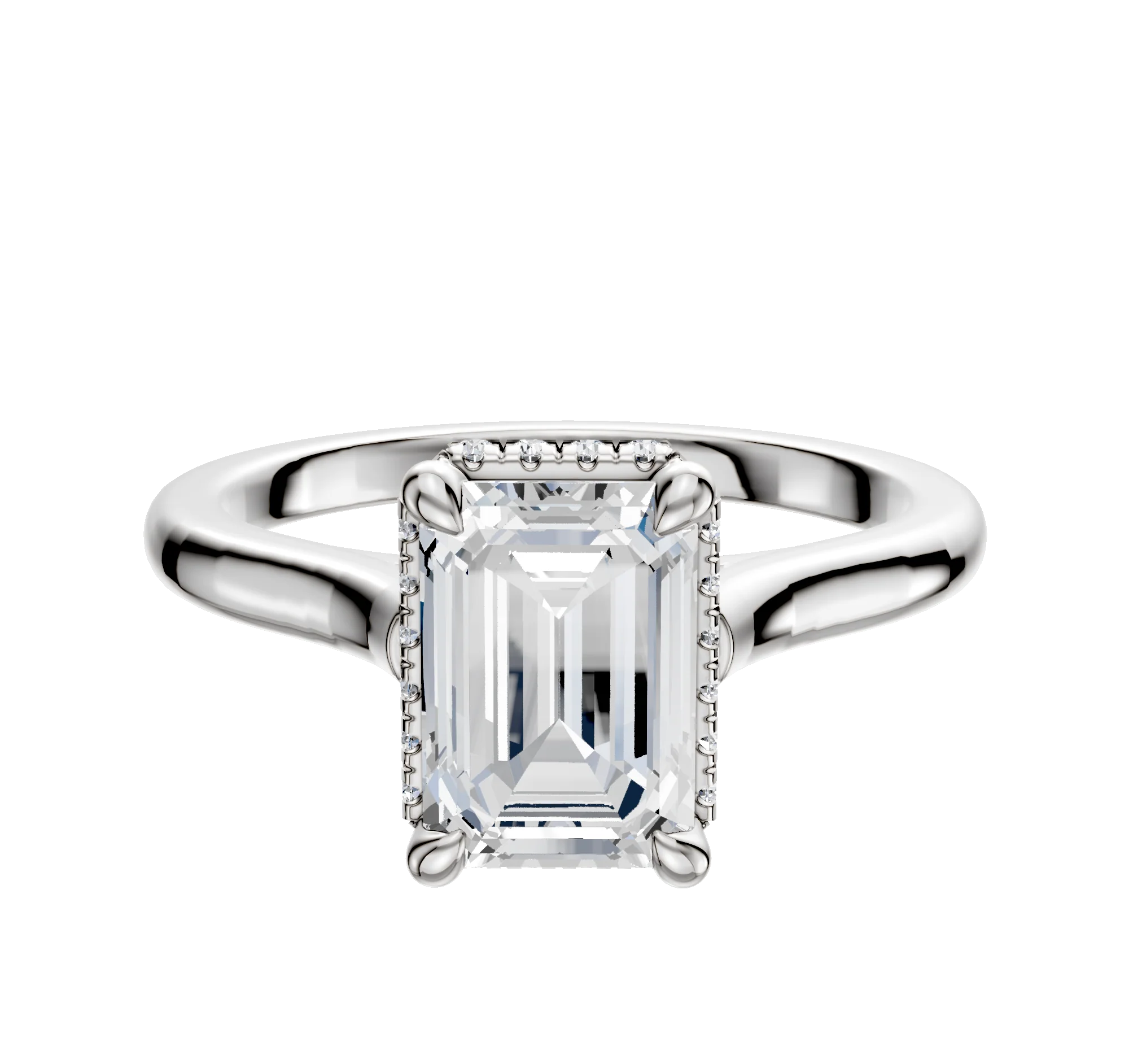 Platinum 4 Prong Collar Cathedral Dome 2.0mm Engagement Ring