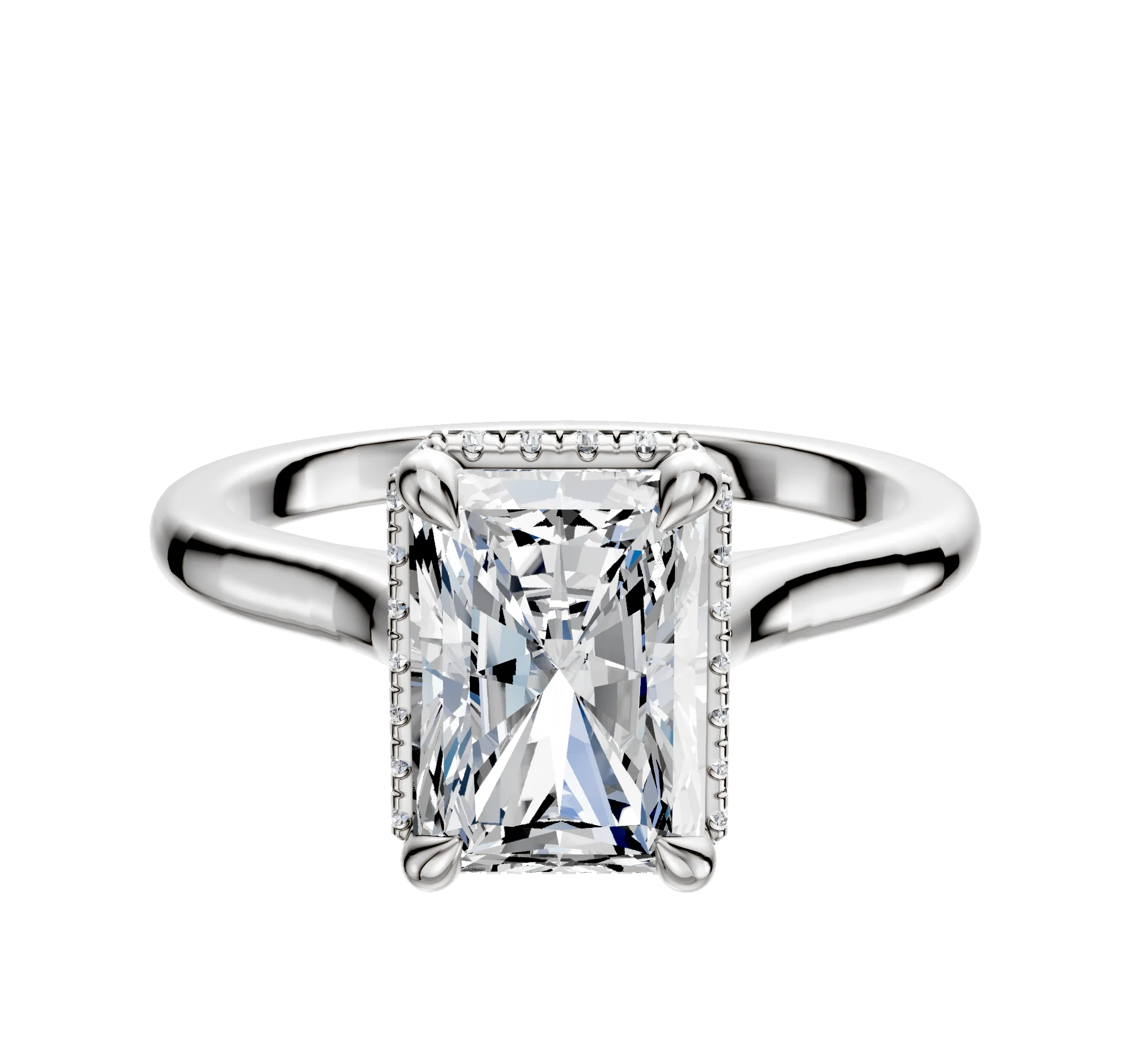 Platinum 4 Prong Collar Cathedral Dome 2.0mm Engagement Ring