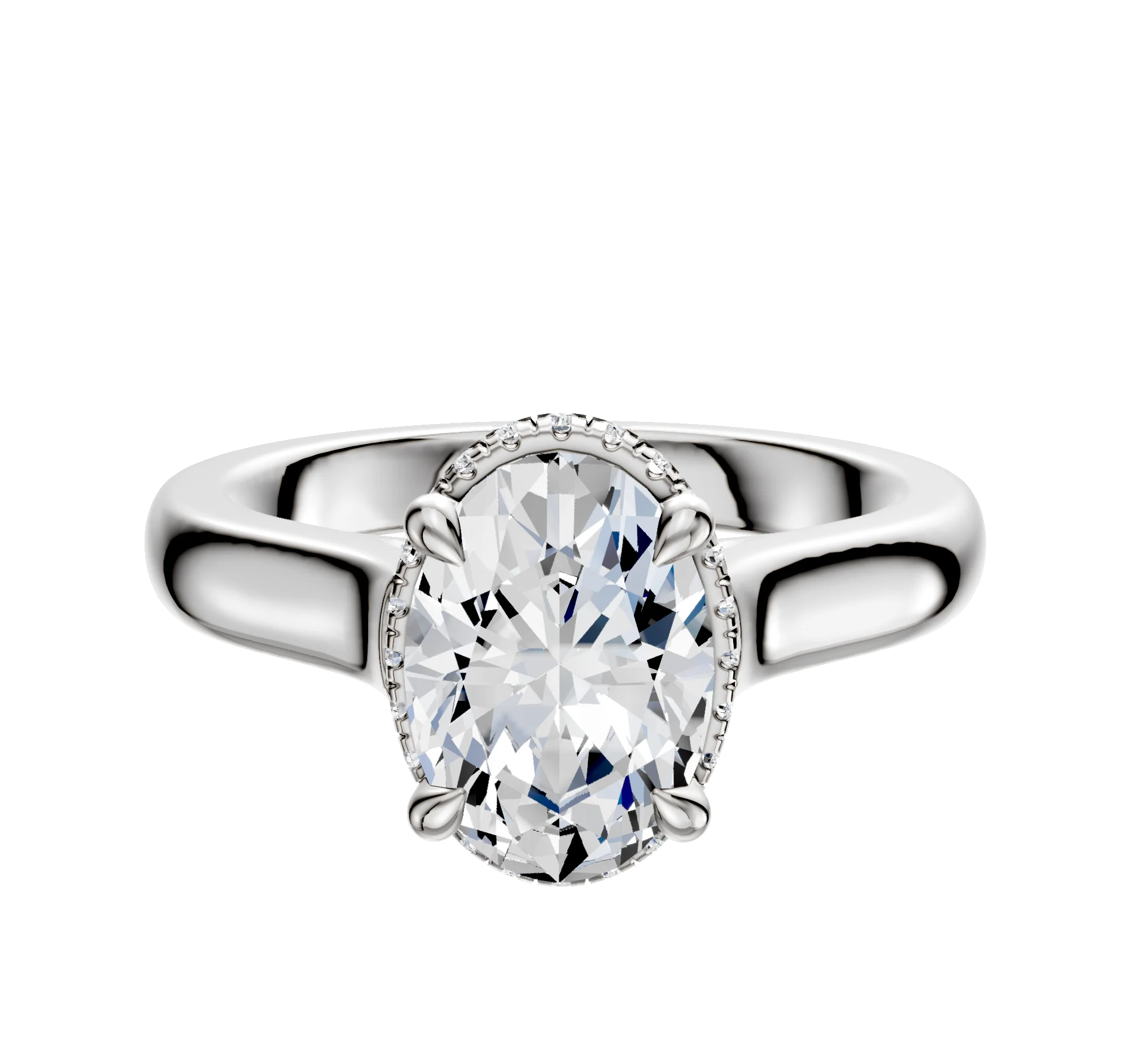Platinum 4 Prong Collar Cathedral Dome 3.0mm Engagement Ring