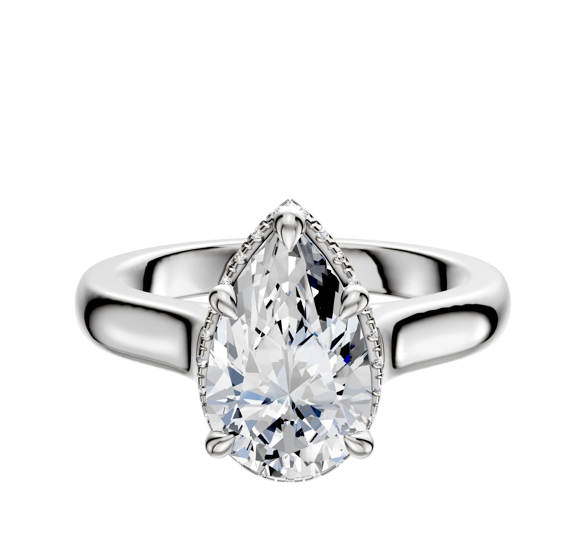 Platinum 4 Prong Collar Cathedral Dome 3.0mm Engagement Ring