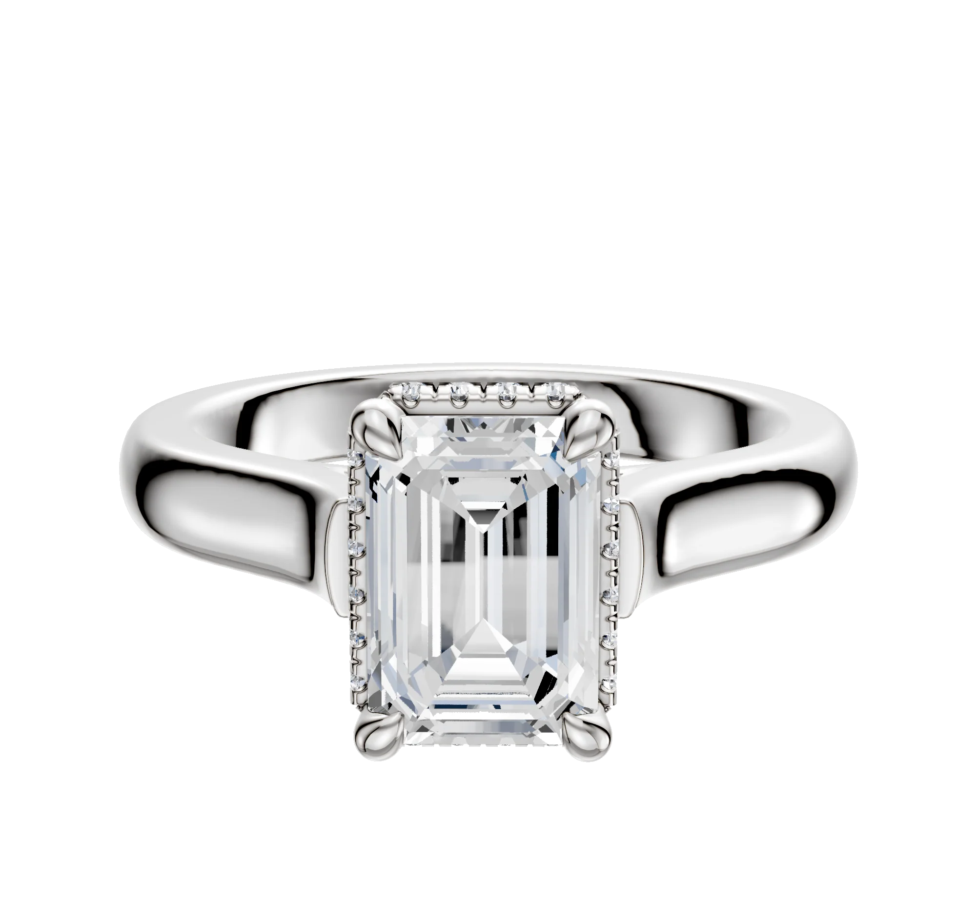 Platinum 4 Prong Collar Cathedral Dome 3.0mm Engagement Ring