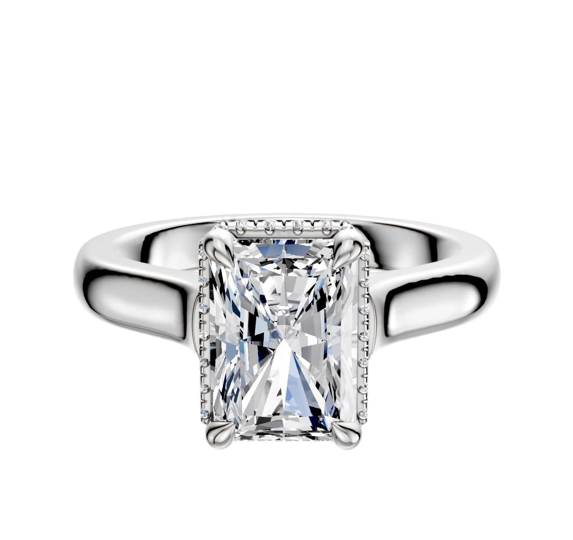 Platinum 4 Prong Collar Cathedral Dome 3.0mm Engagement Ring
