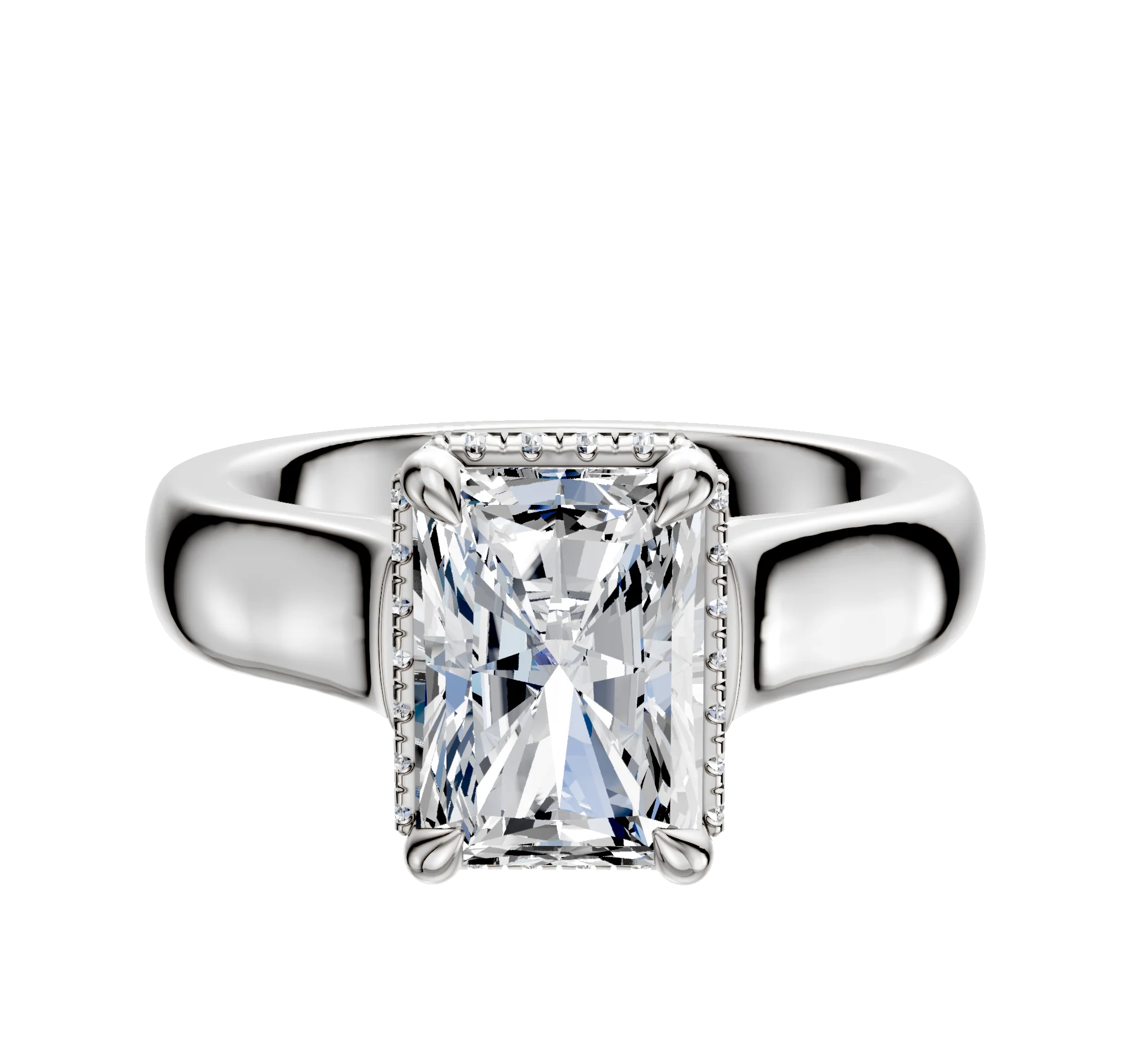 Platinum 4 Prong Collar Cathedral Dome 4.0mm Engagement Ring