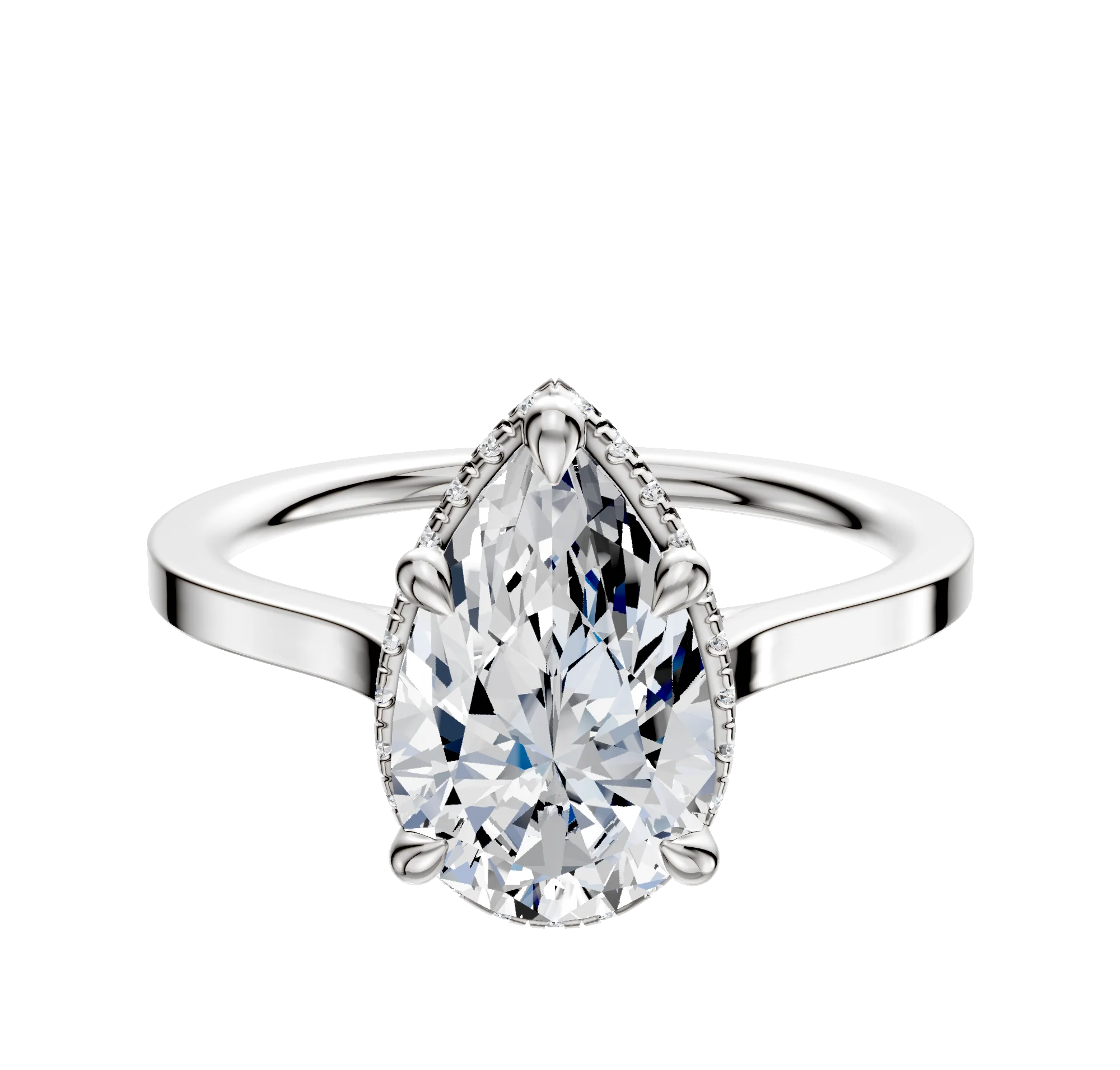 Platinum 4 Prong Collar Cathedral Flat 1.5mm Engagement Ring