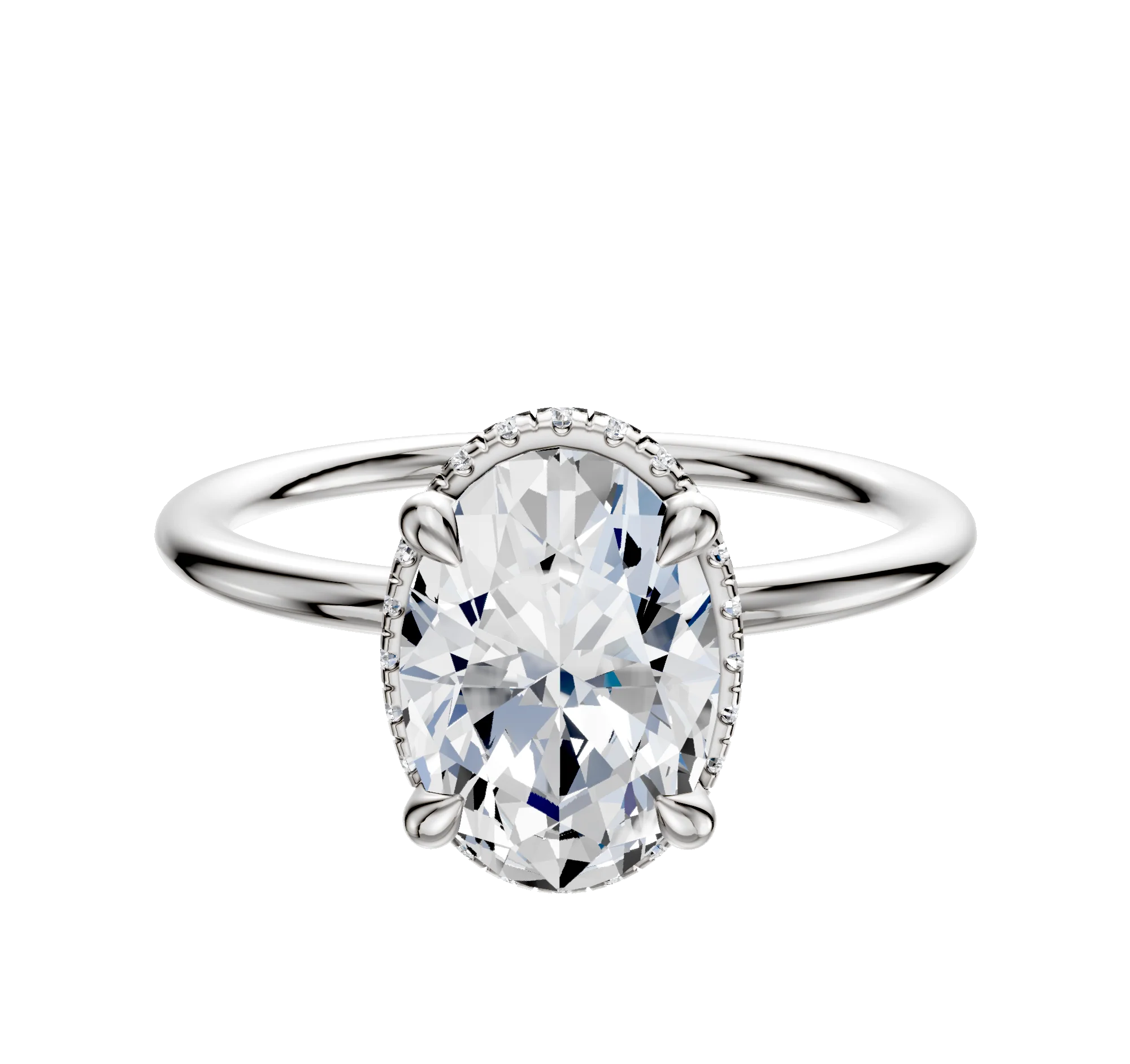 Platinum 4 Prong Collar Classic Dome 1.5mm Engagement Ring