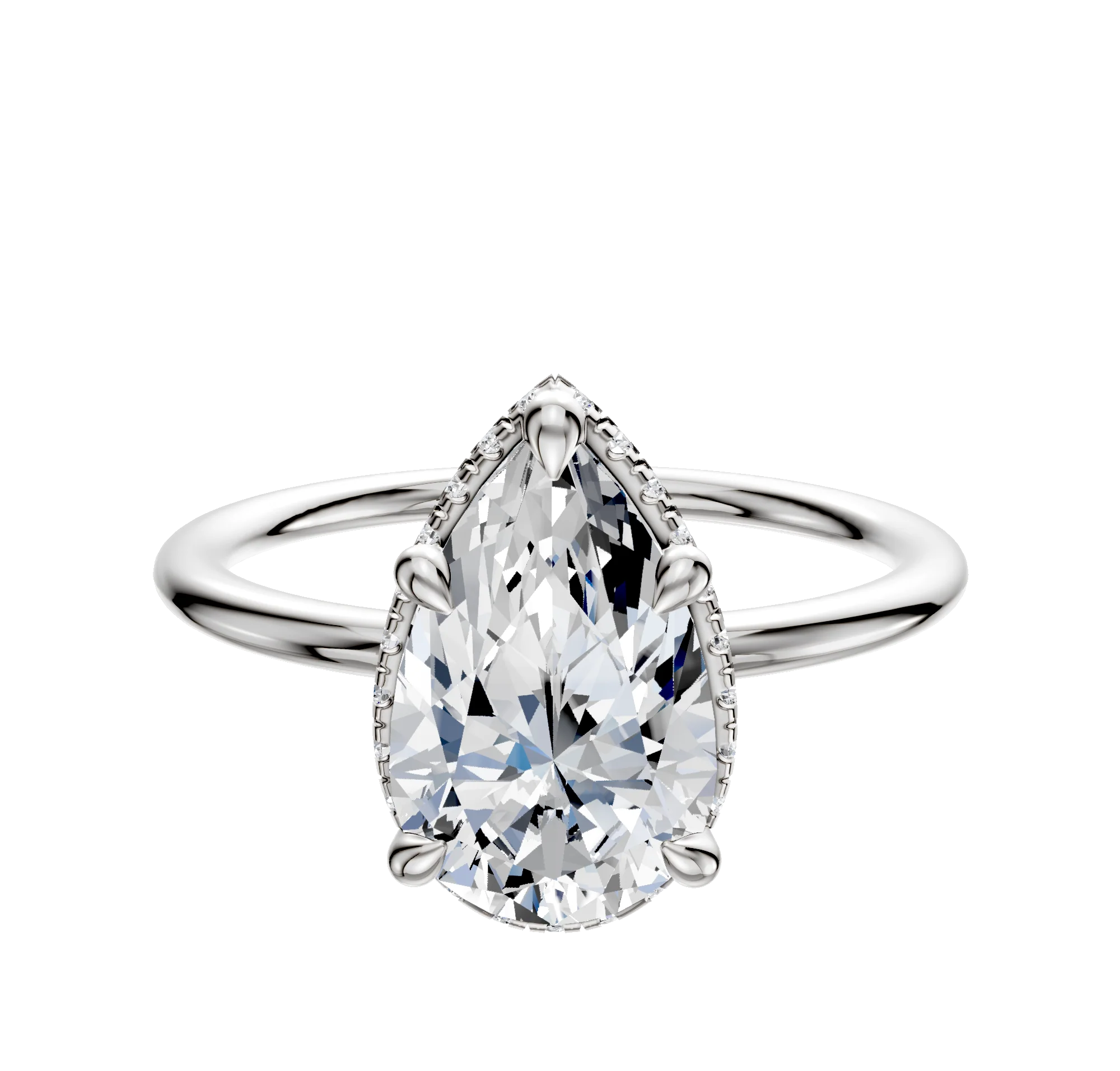 Platinum 4 Prong Collar Classic Dome 1.5mm Engagement Ring