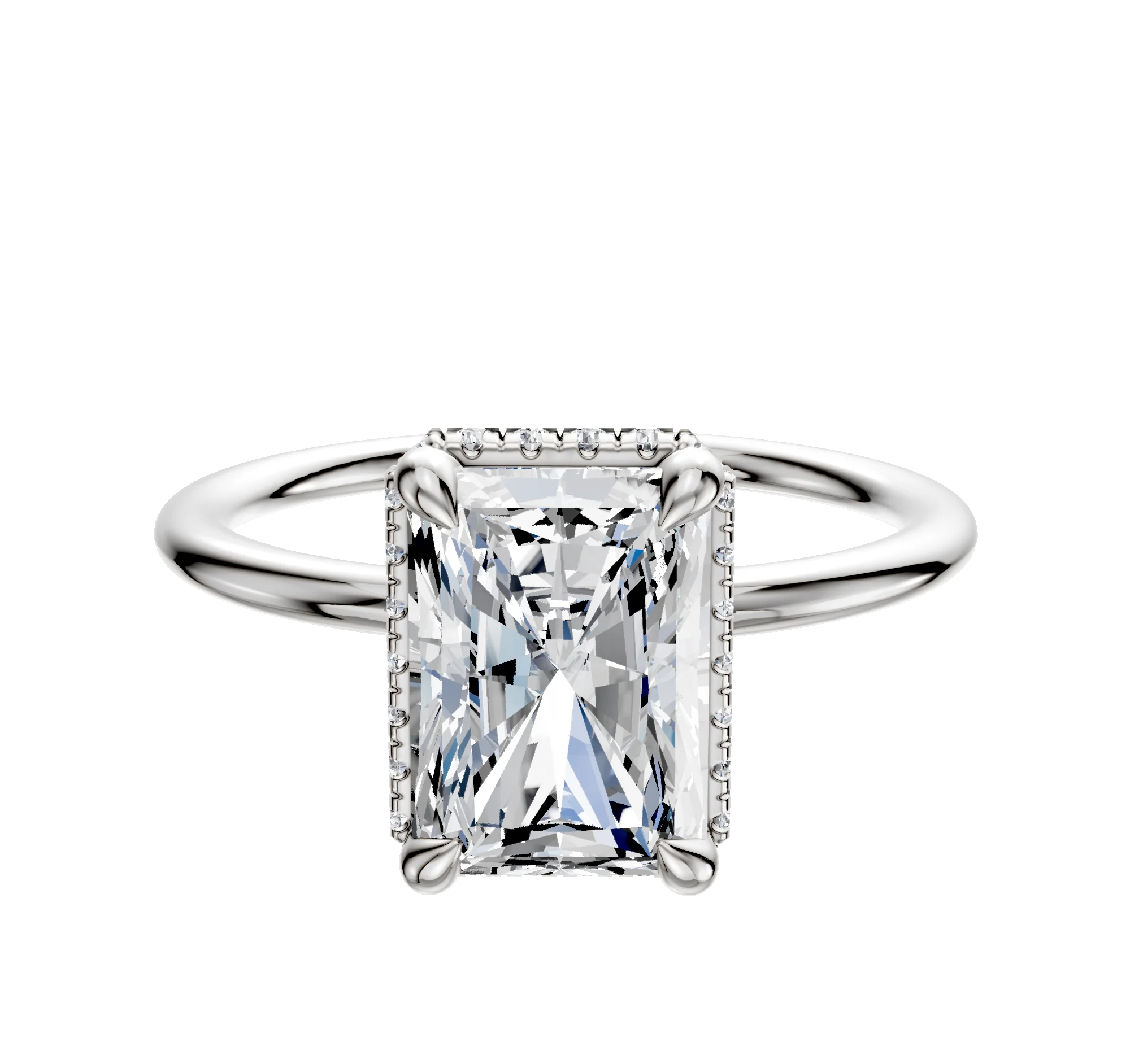Platinum 4 Prong Collar Classic Dome 1.5mm Engagement Ring