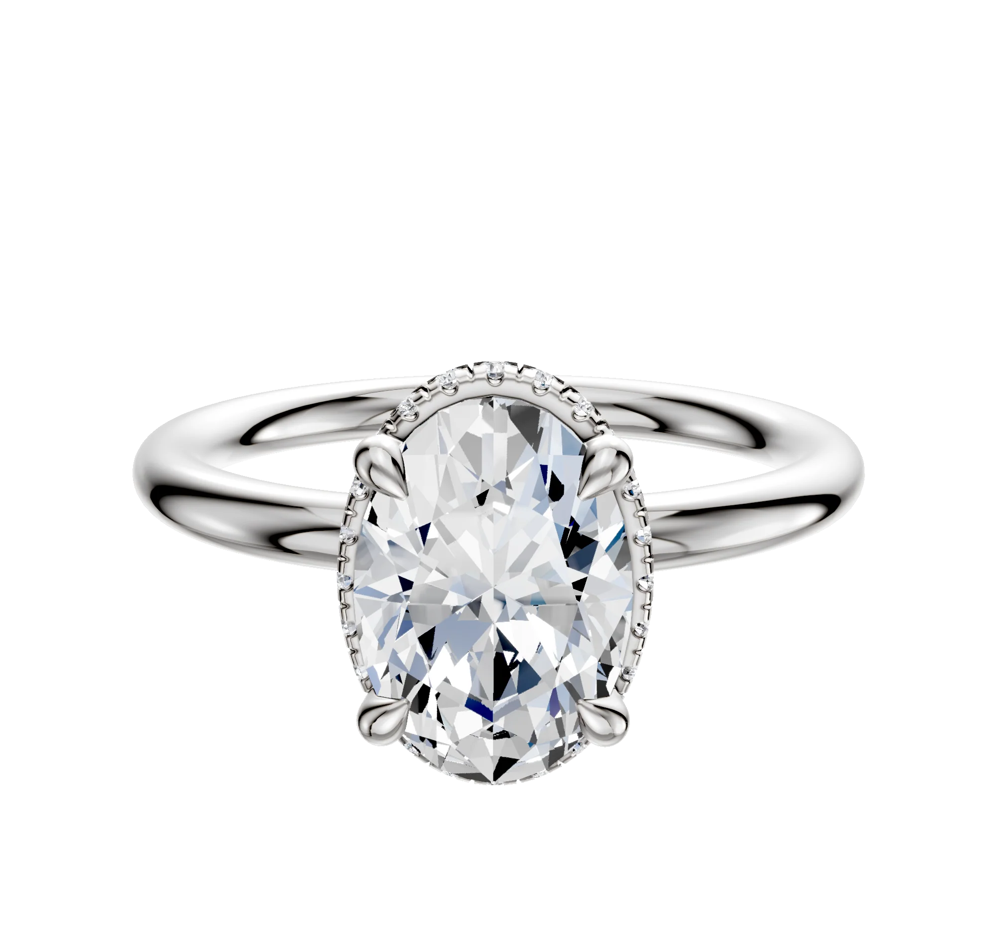 Platinum 4 Prong Collar Classic Dome 2.0mm Engagement Ring
