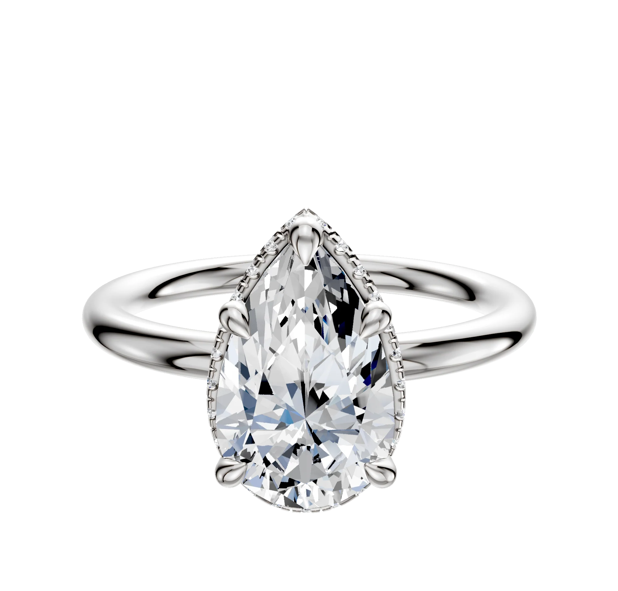 Platinum 4 Prong Collar Classic Dome 2.0mm Engagement Ring
