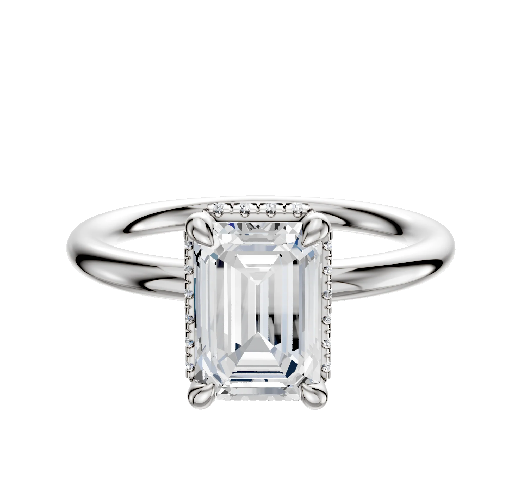 Platinum 4 Prong Collar Classic Dome 2.0mm Engagement Ring