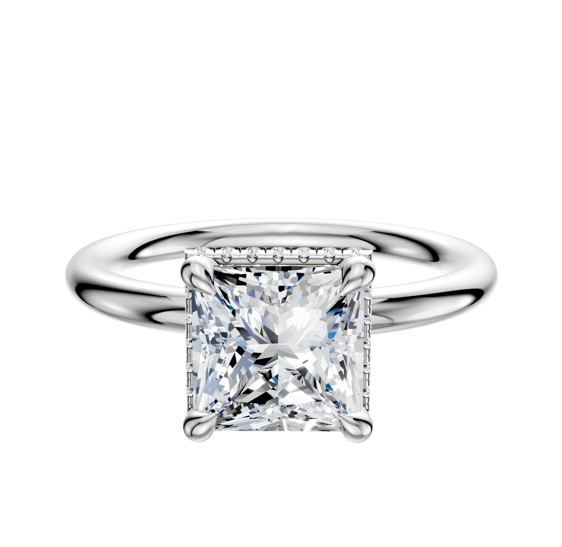 Platinum 4 Prong Collar Classic Dome 2.0mm Engagement Ring