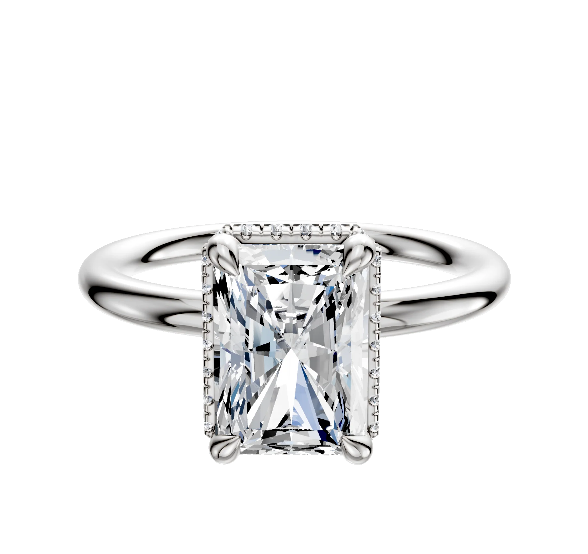 Platinum 4 Prong Collar Classic Dome 2.0mm Engagement Ring