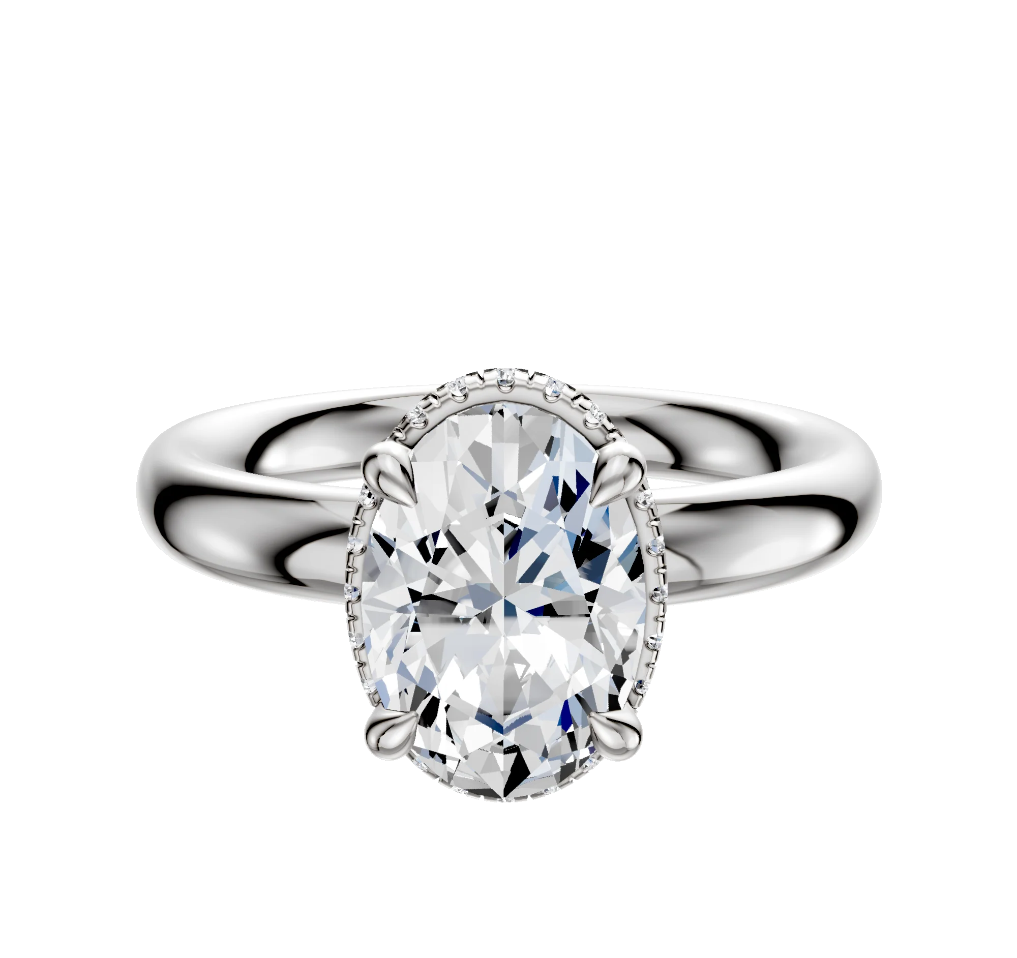 Platinum 4 Prong Collar Classic Dome 3.0mm Engagement Ring