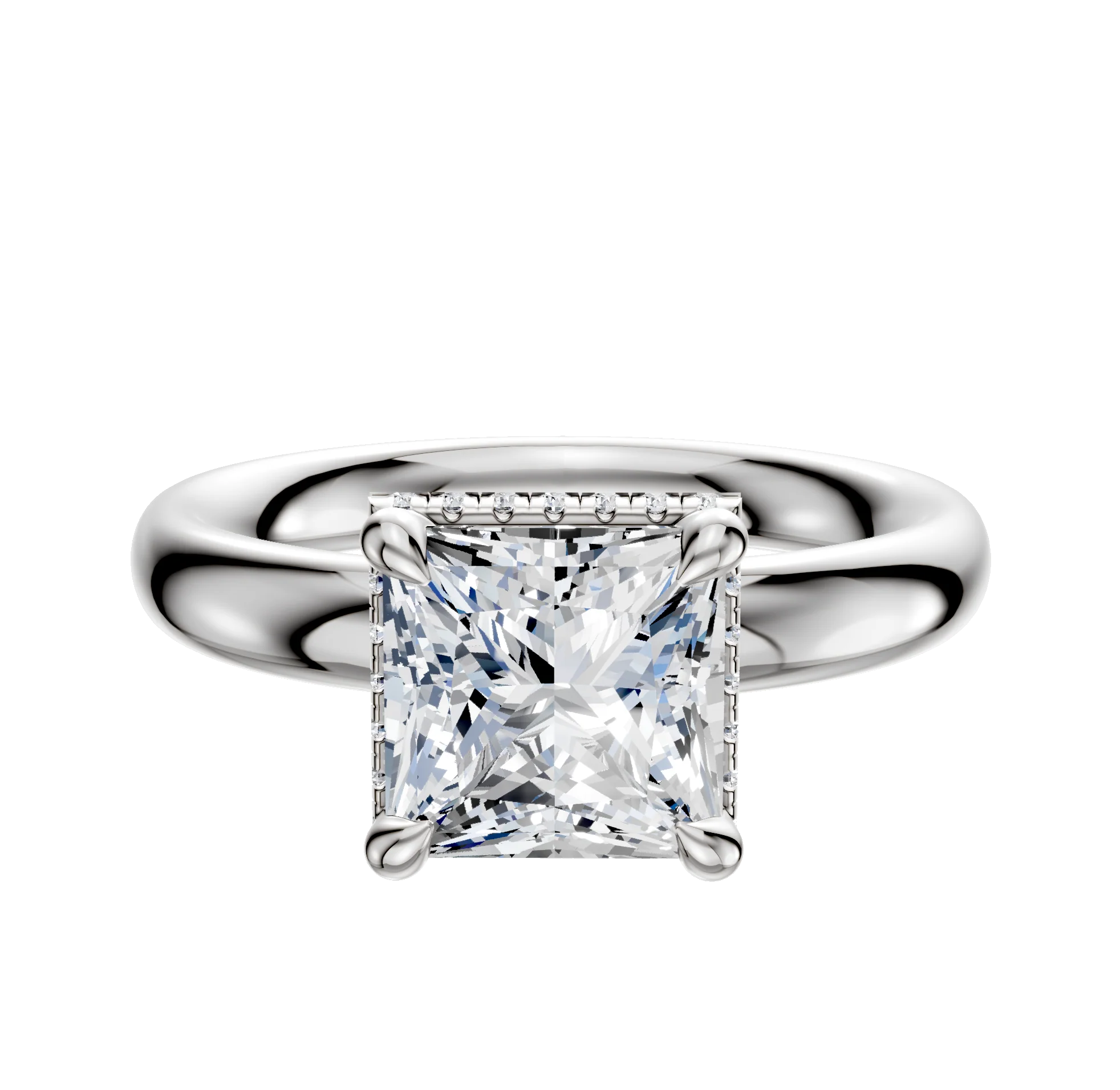 Platinum 4 Prong Collar Classic Dome 3.0mm Engagement Ring