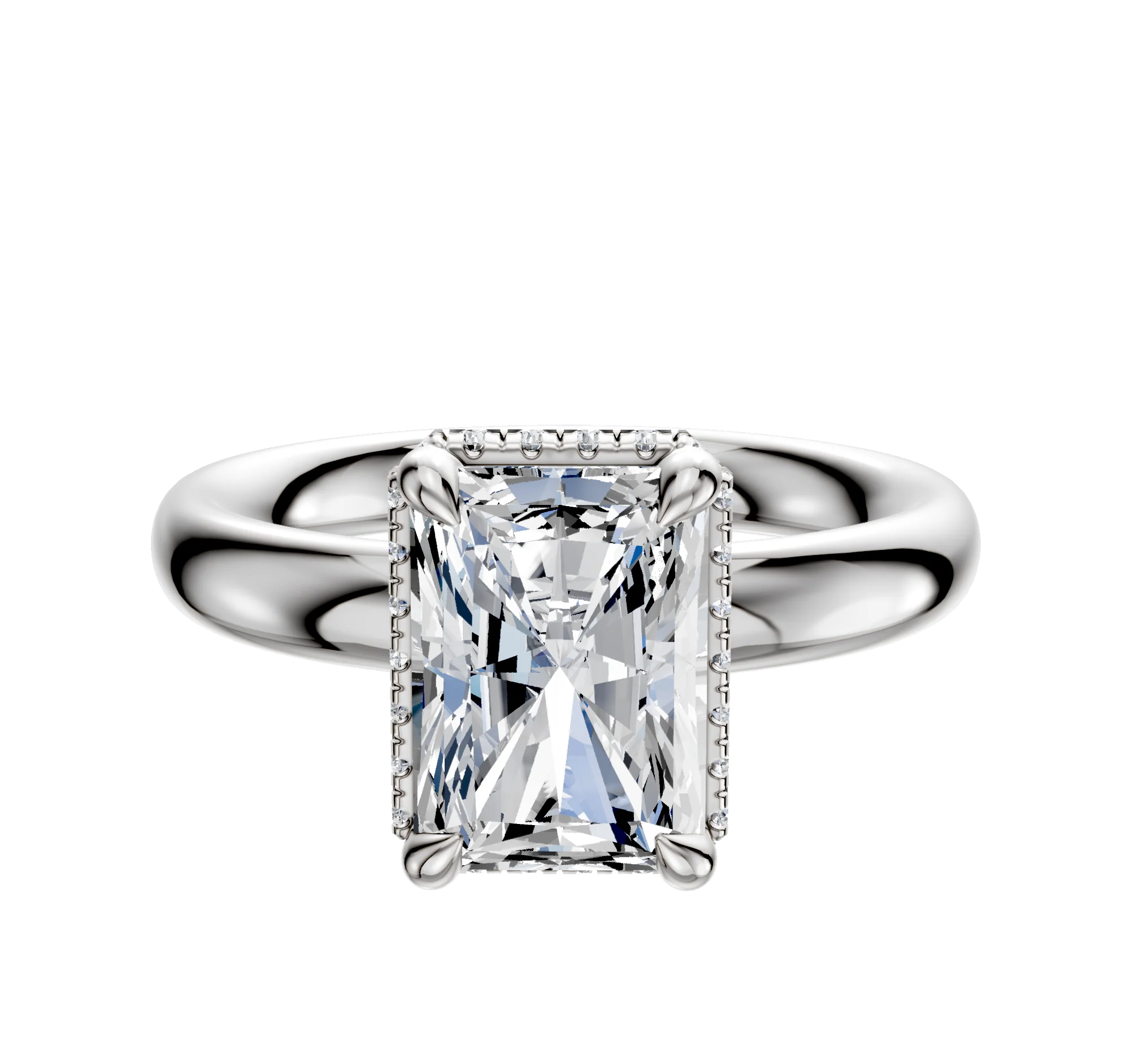 Platinum 4 Prong Collar Classic Dome 3.0mm Engagement Ring