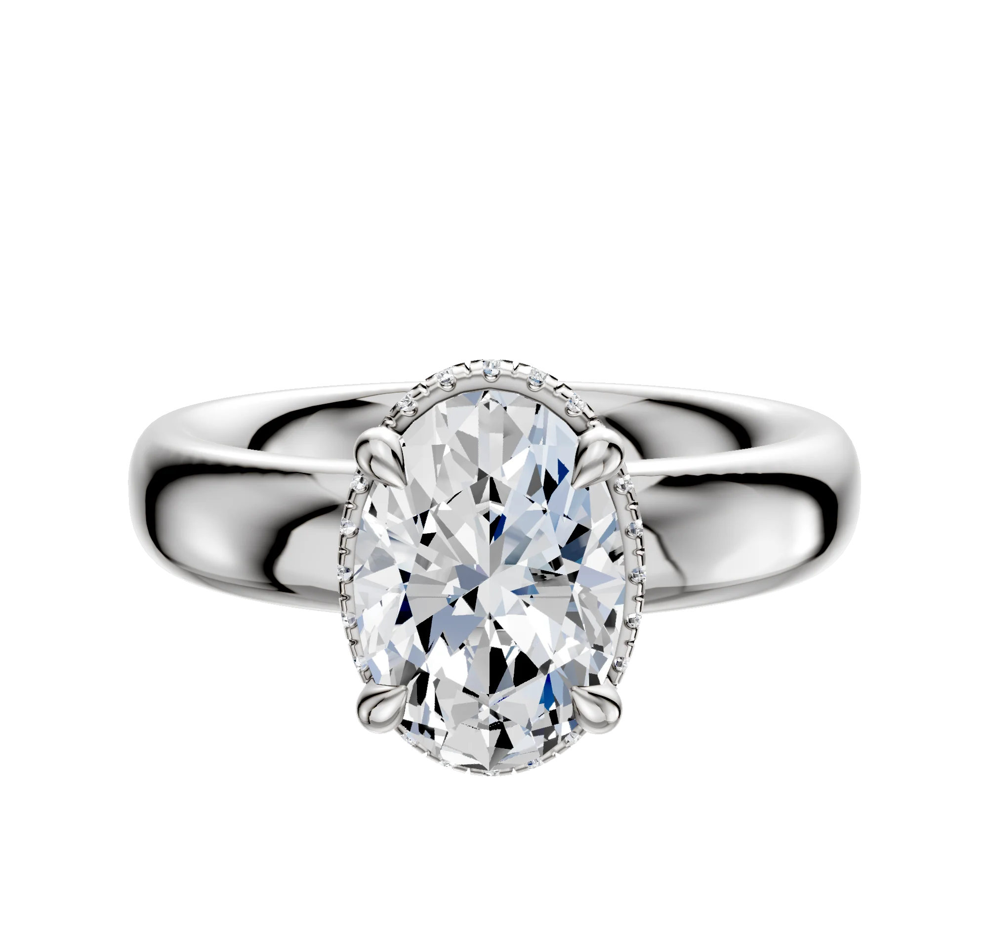 Platinum 4 Prong Collar Classic Dome 4.0mm Engagement Ring