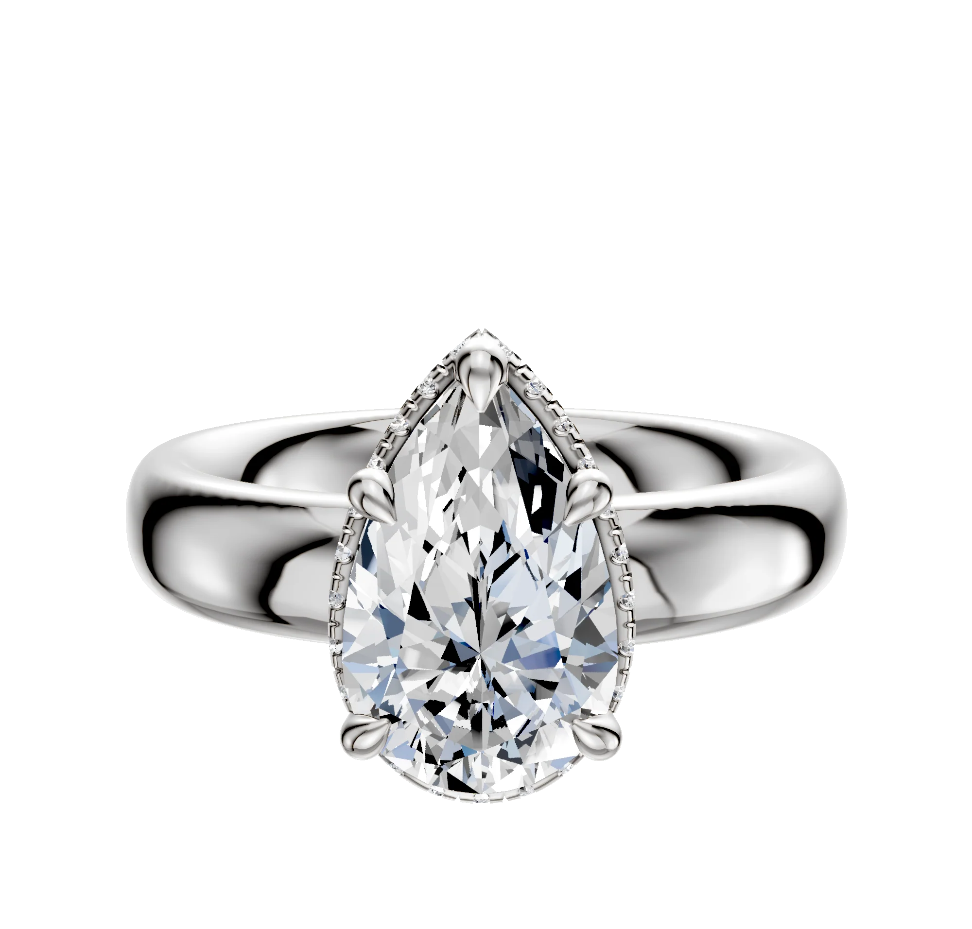 Platinum 4 Prong Collar Classic Dome 4.0mm Engagement Ring
